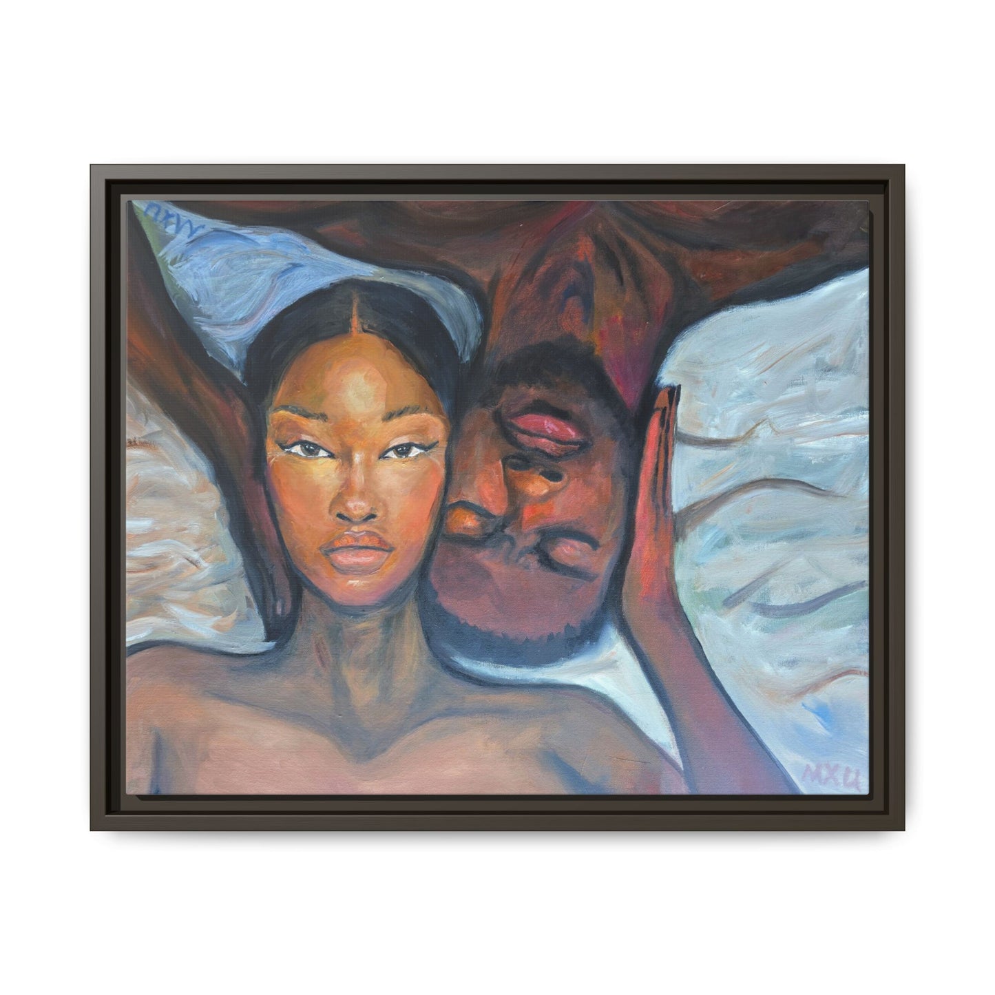 Canvas Framed Wall Art Print, Couples Art, Modern Home Decor, Romantic Artwork, Gift for Her, Bedroom Wall Decor