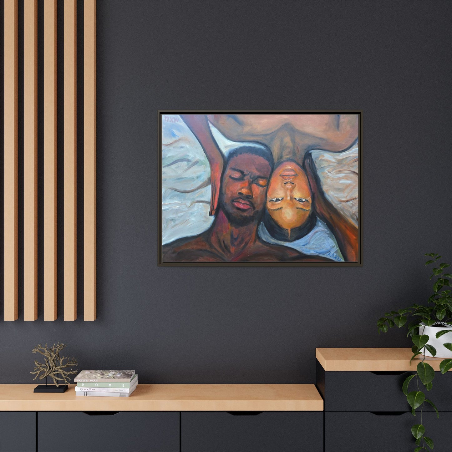 Framed Wall Art Print, Couples Art, Modern Home Decor, Romantic Artwork, Gift for Her, Bedroom Wall Decor