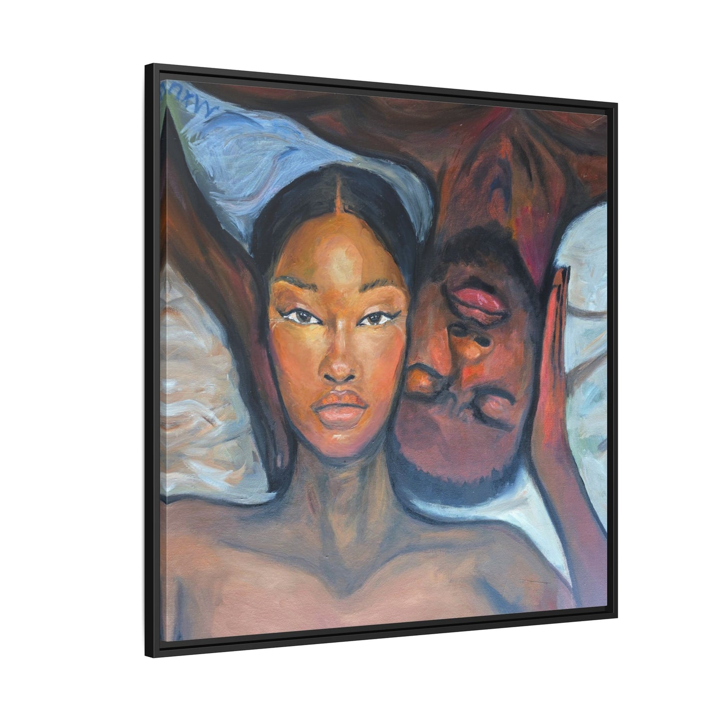 Canvas Framed Wall Art Print, Couples Art, Modern Home Decor, Romantic Artwork, Gift for Her, Bedroom Wall Decor