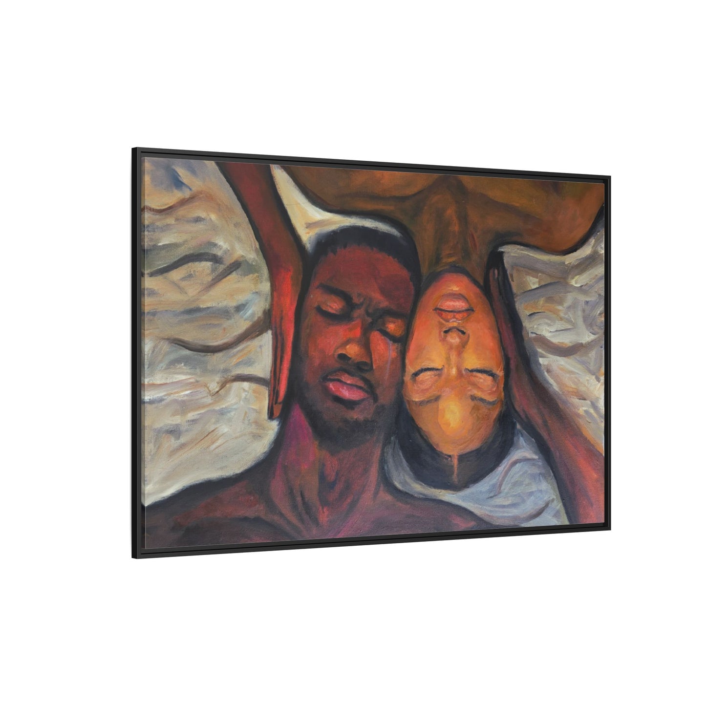 Emotional Oil Painting of Couple in Bed 2