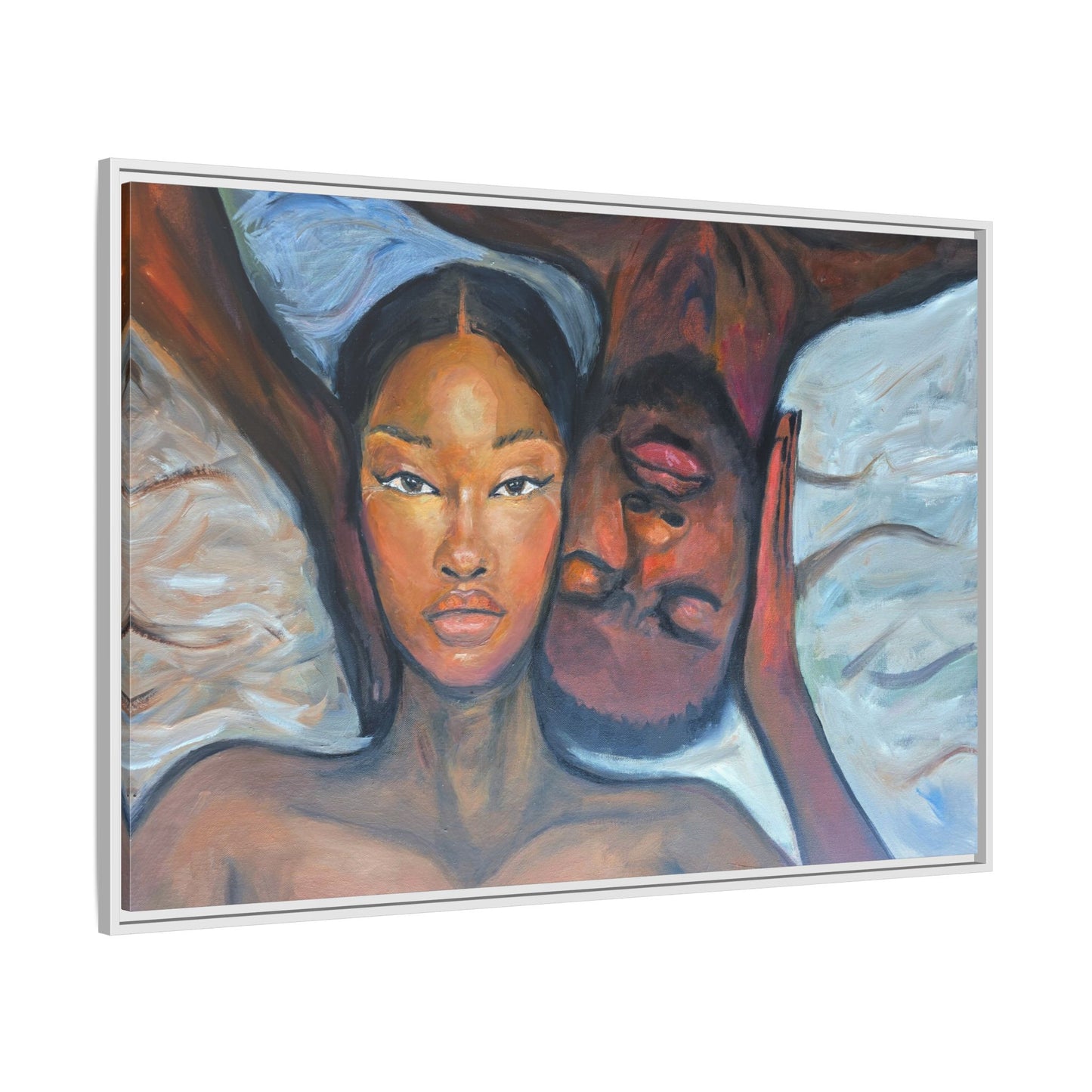 Canvas Framed Wall Art Print, Couples Art, Modern Home Decor, Romantic Artwork, Gift for Her, Bedroom Wall Decor
