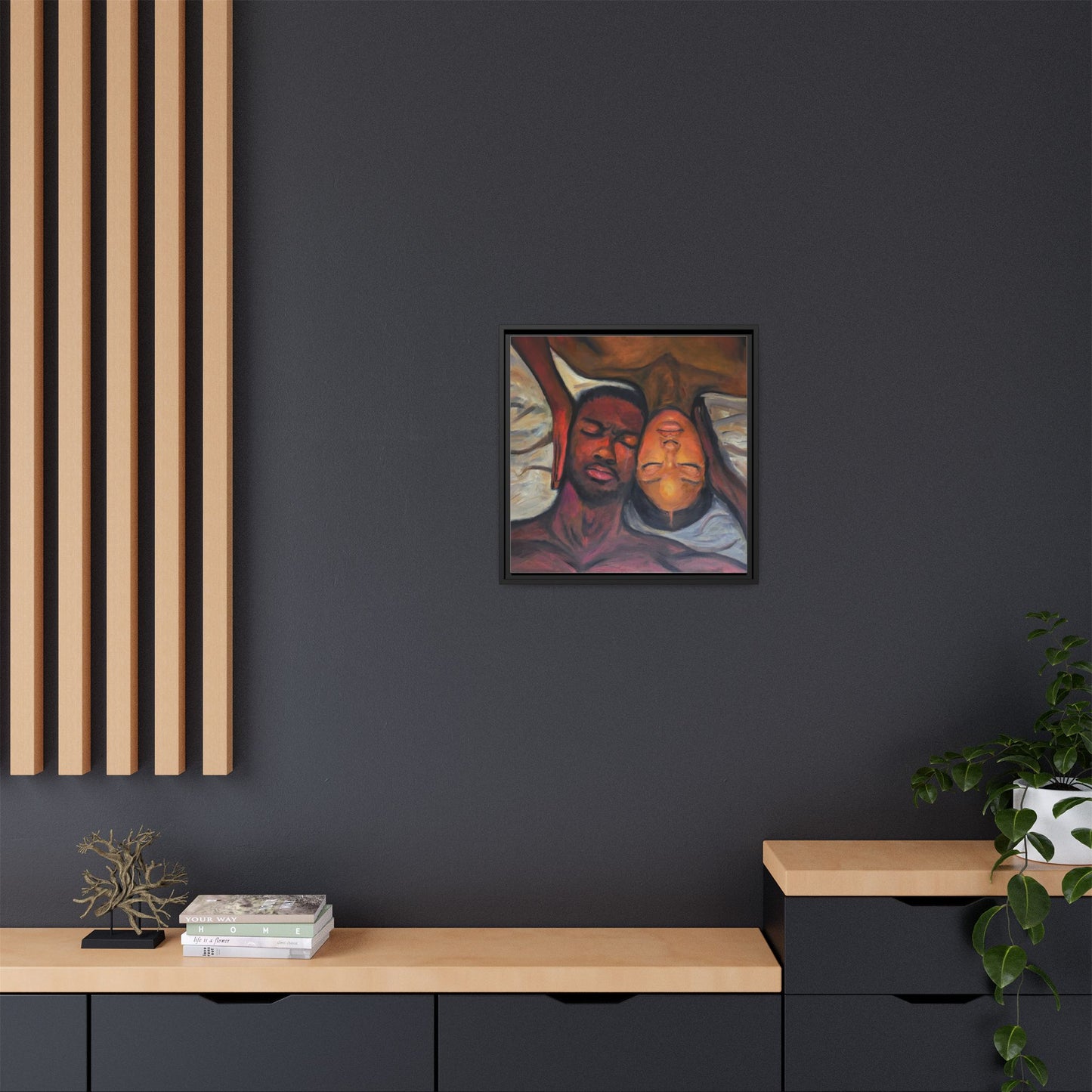 Emotional Oil Painting of Couple in Bed 2