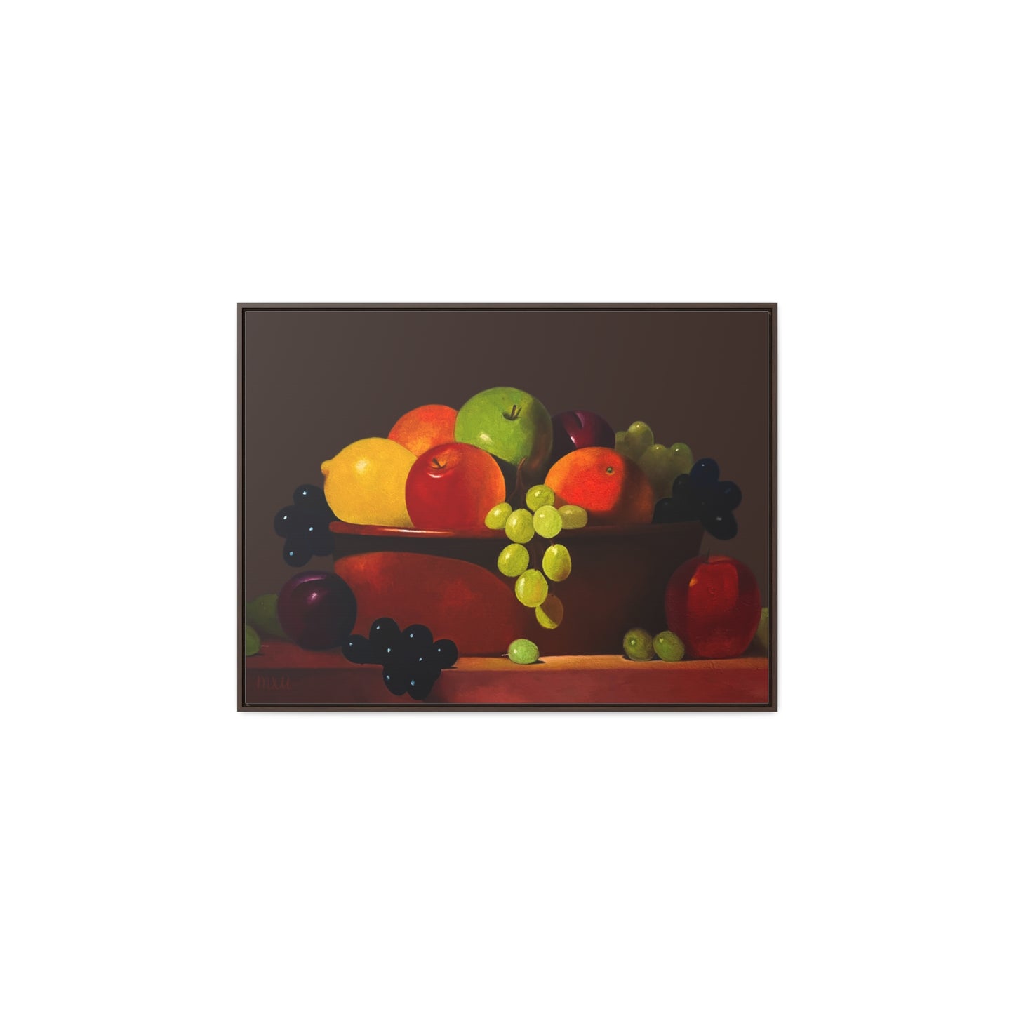 Fruit Basket Painting | Framed Canvas Print (Brown background)