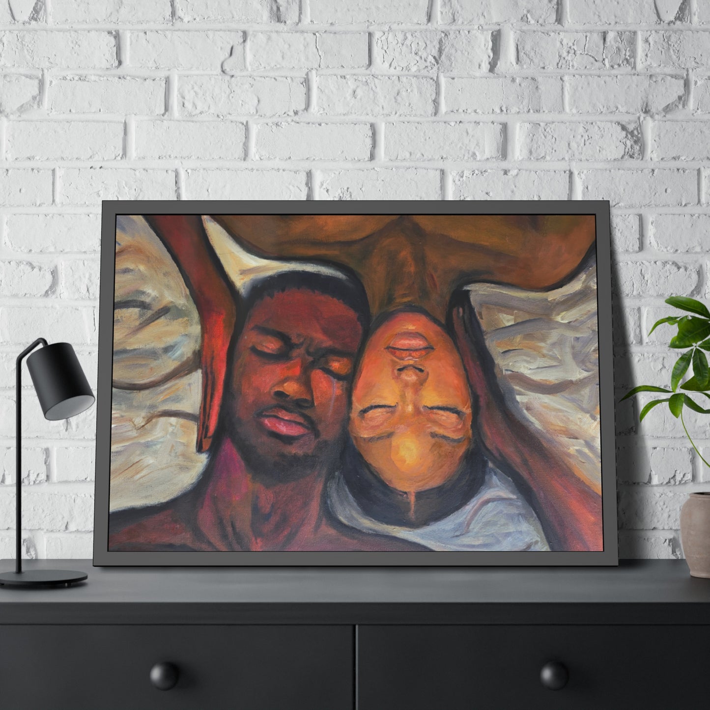 "Perspectives" Framed Wall Art, Black Couple Portrait, Home Decor, Unique Gift, Modern Art, Relationship Celebration