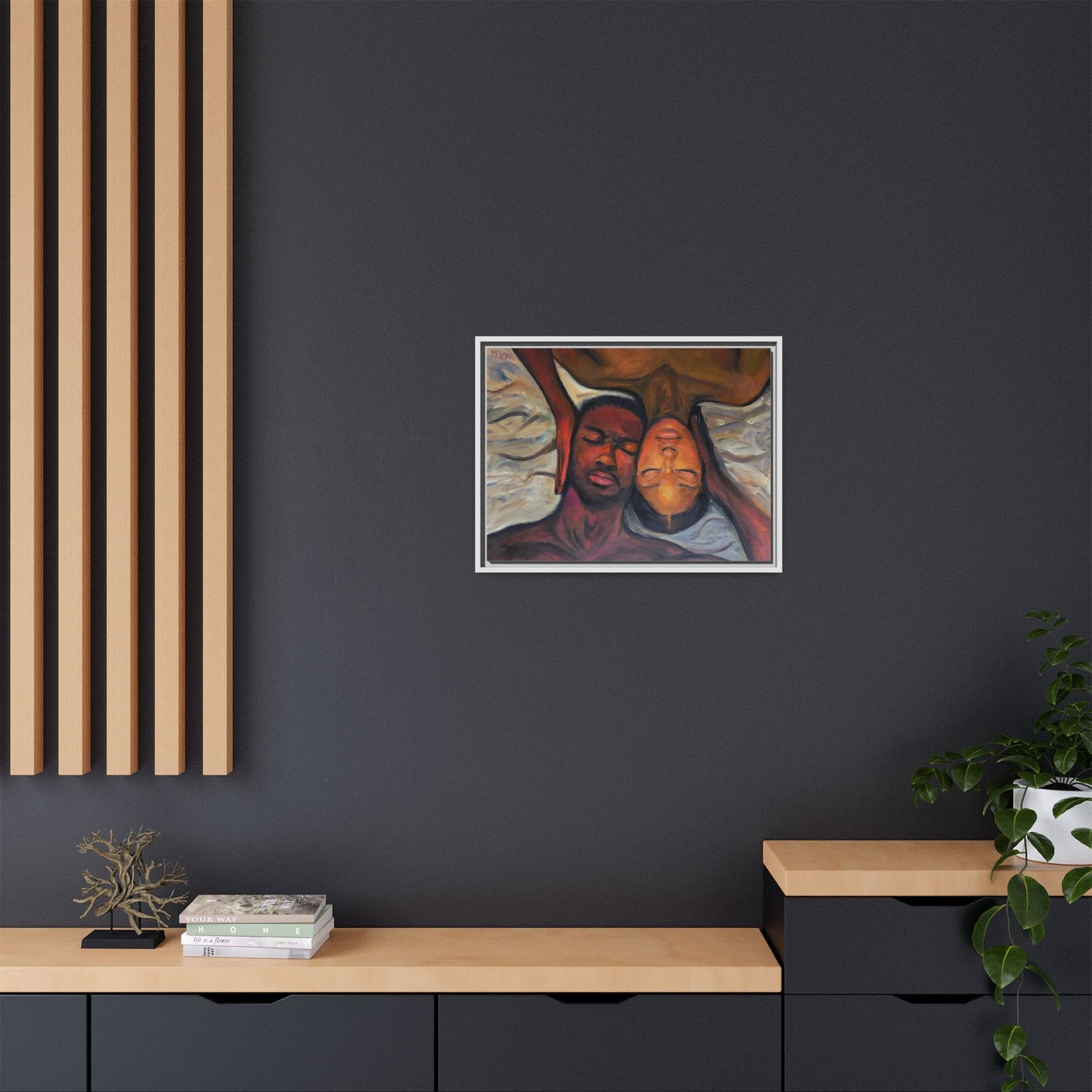Emotional Oil Painting of Couple in Bed 2
