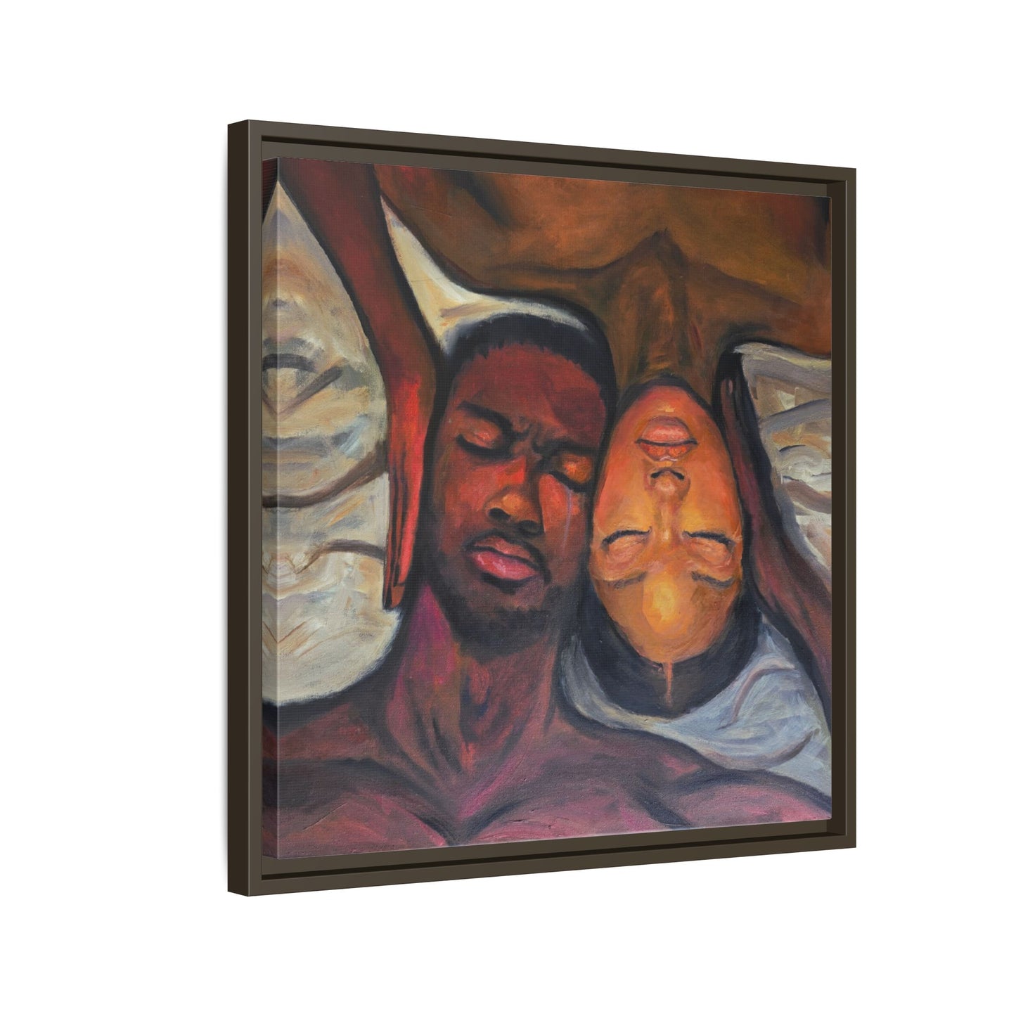 Emotional Oil Painting of Couple in Bed 2