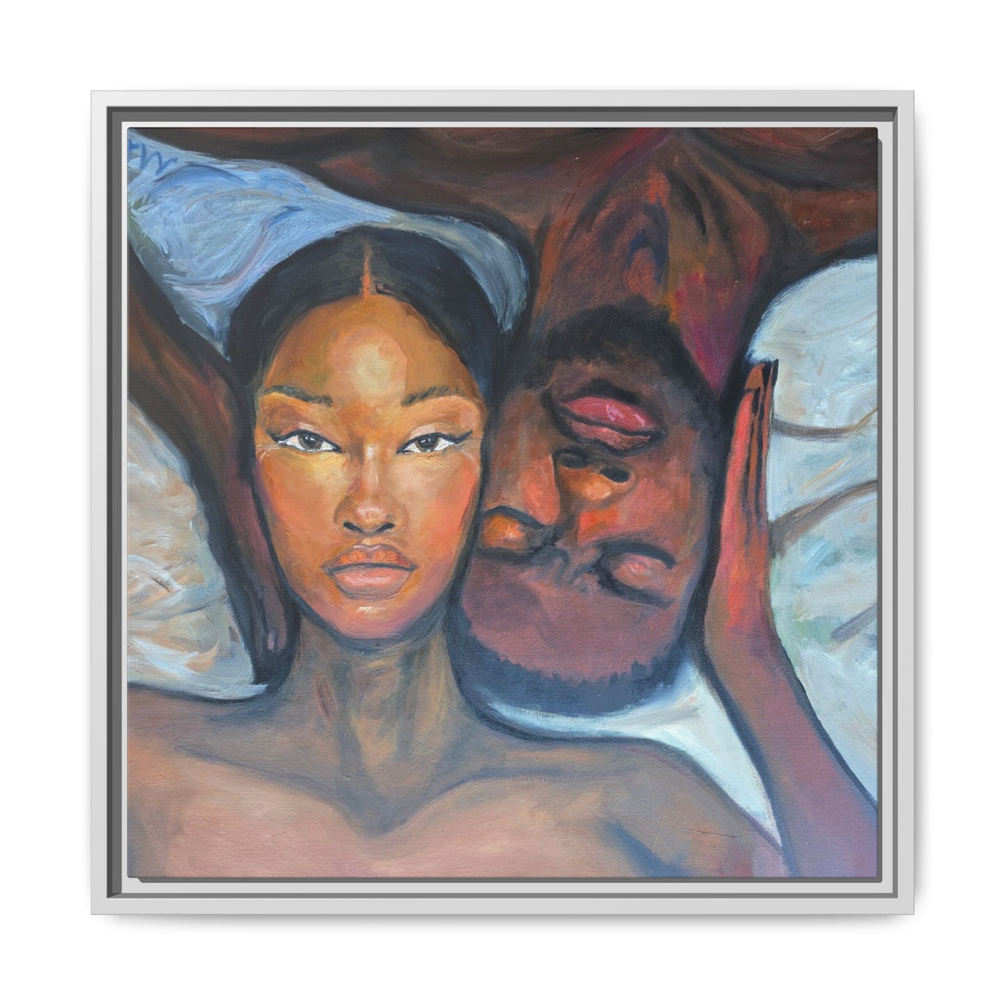 Canvas Framed Wall Art Print, Couples Art, Modern Home Decor, Romantic Artwork, Gift for Her, Bedroom Wall Decor