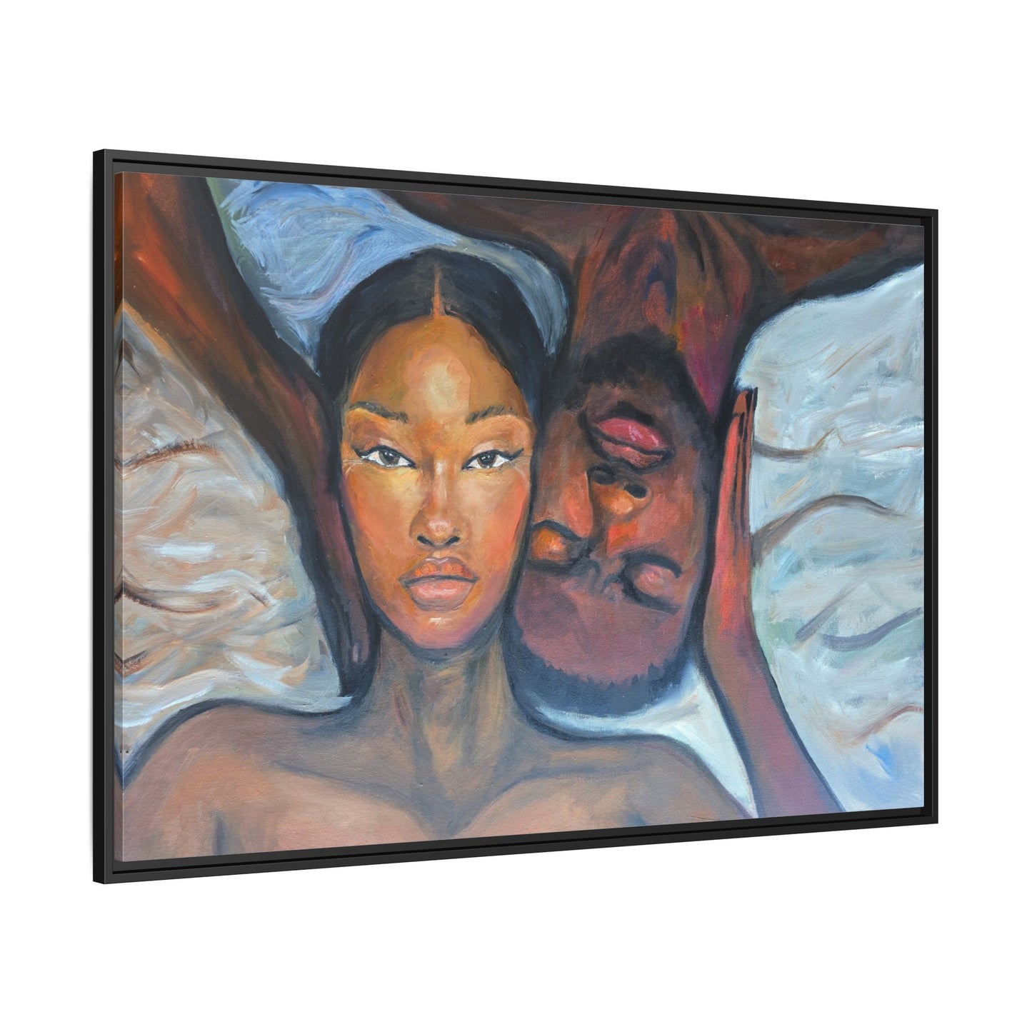 Canvas Framed Wall Art Print, Couples Art, Modern Home Decor, Romantic Artwork, Gift for Her, Bedroom Wall Decor