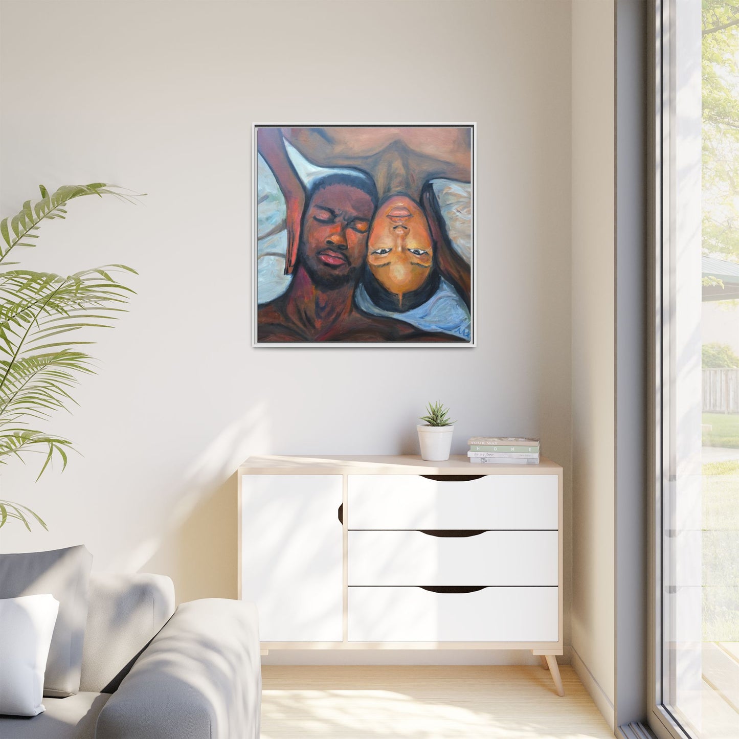 Framed Wall Art Print, Couples Art, Modern Home Decor, Romantic Artwork, Gift for Her, Bedroom Wall Decor