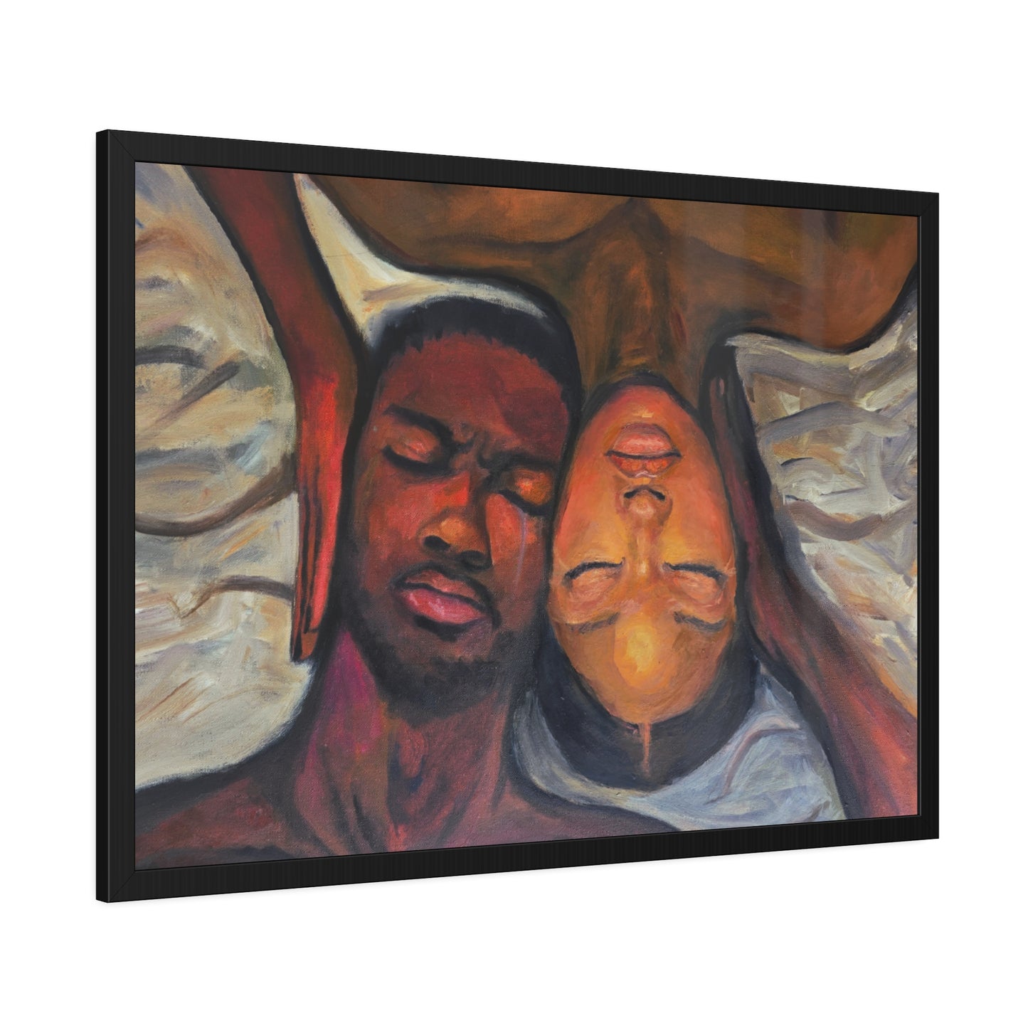"Perspectives" Framed Wall Art, Black Couple Portrait, Home Decor, Unique Gift, Modern Art, Relationship Celebration