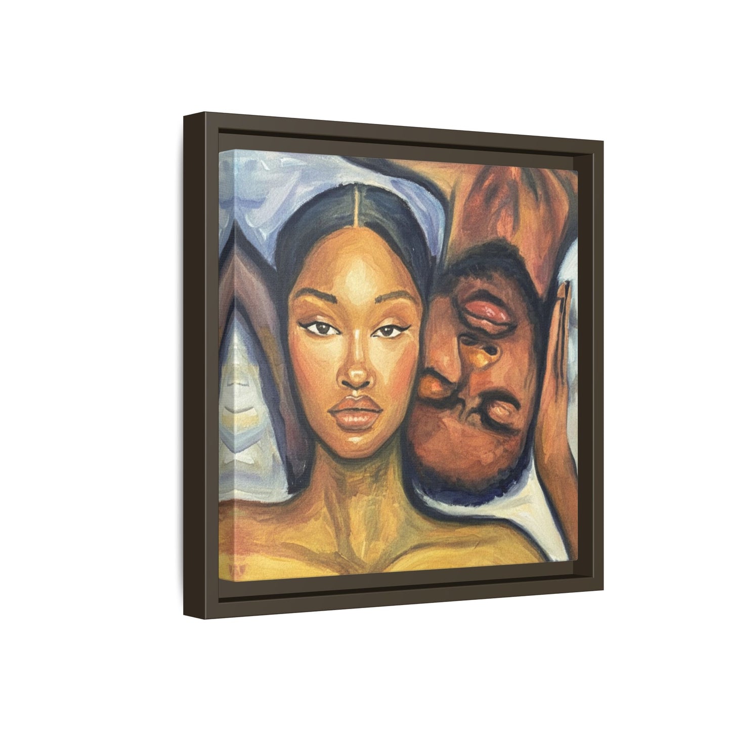 Canvas Print - Emotional Oil Painting of Couple in Bed