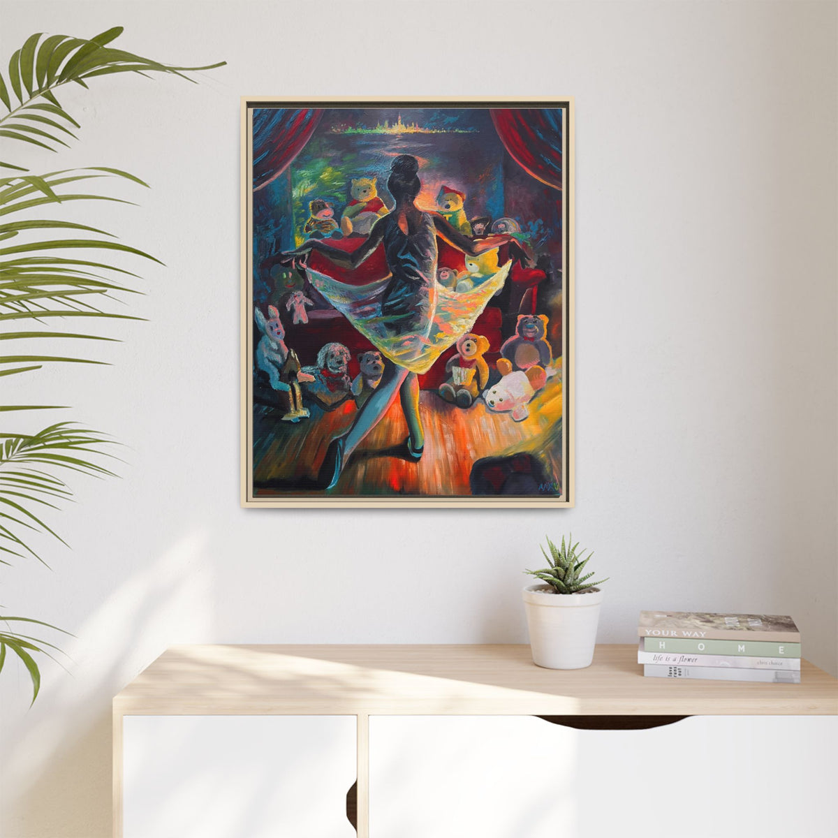 Ballerina Painting, Matte Canvas, Framed (Multi-color)