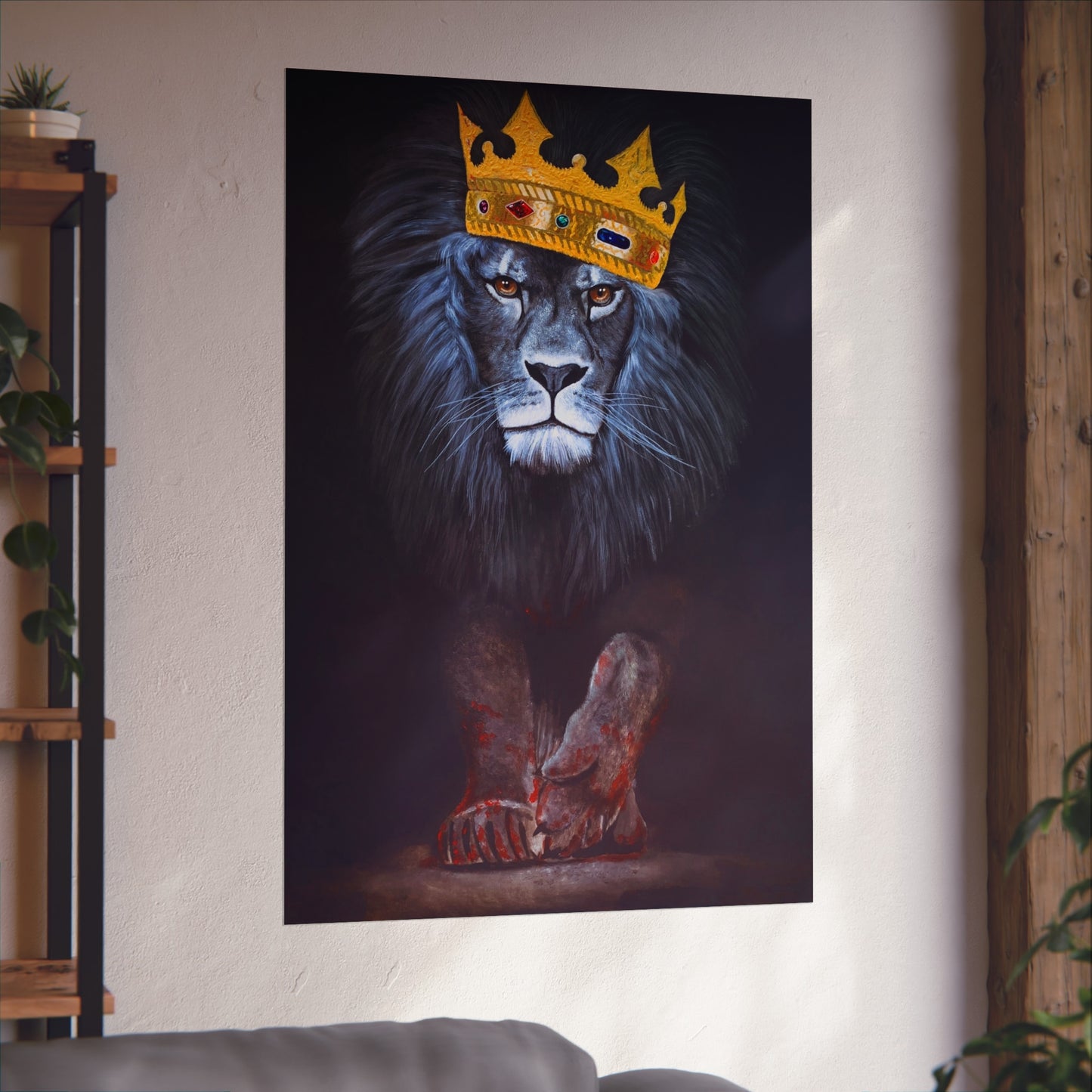 Regal Lion Art Print, Wall Decor, Animal Lovers Gift, Crowned Lion Poster, Bold Office Art, Unique Home Decor
