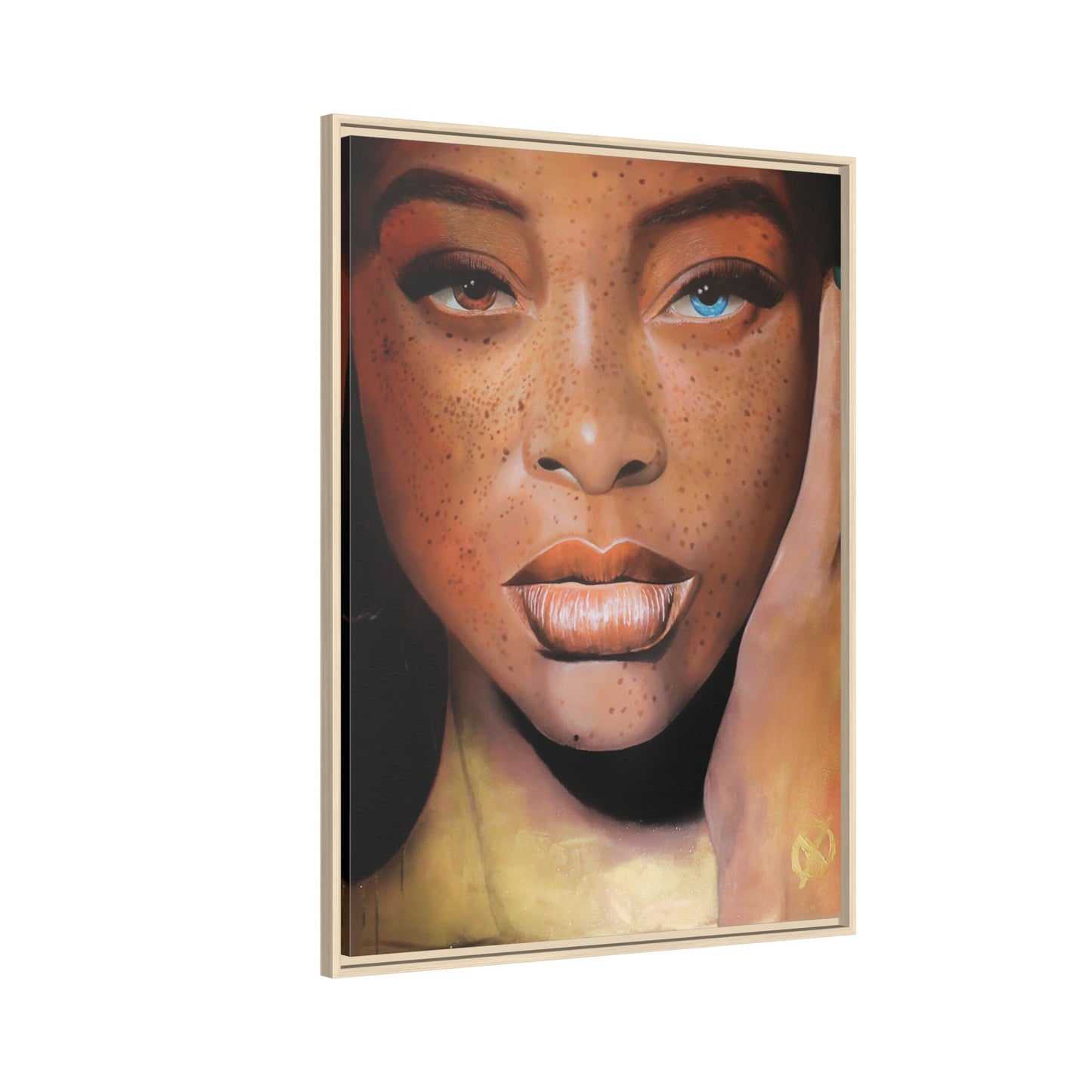 Freckled Beauty Portrait Matte Canvas Print (Framed)