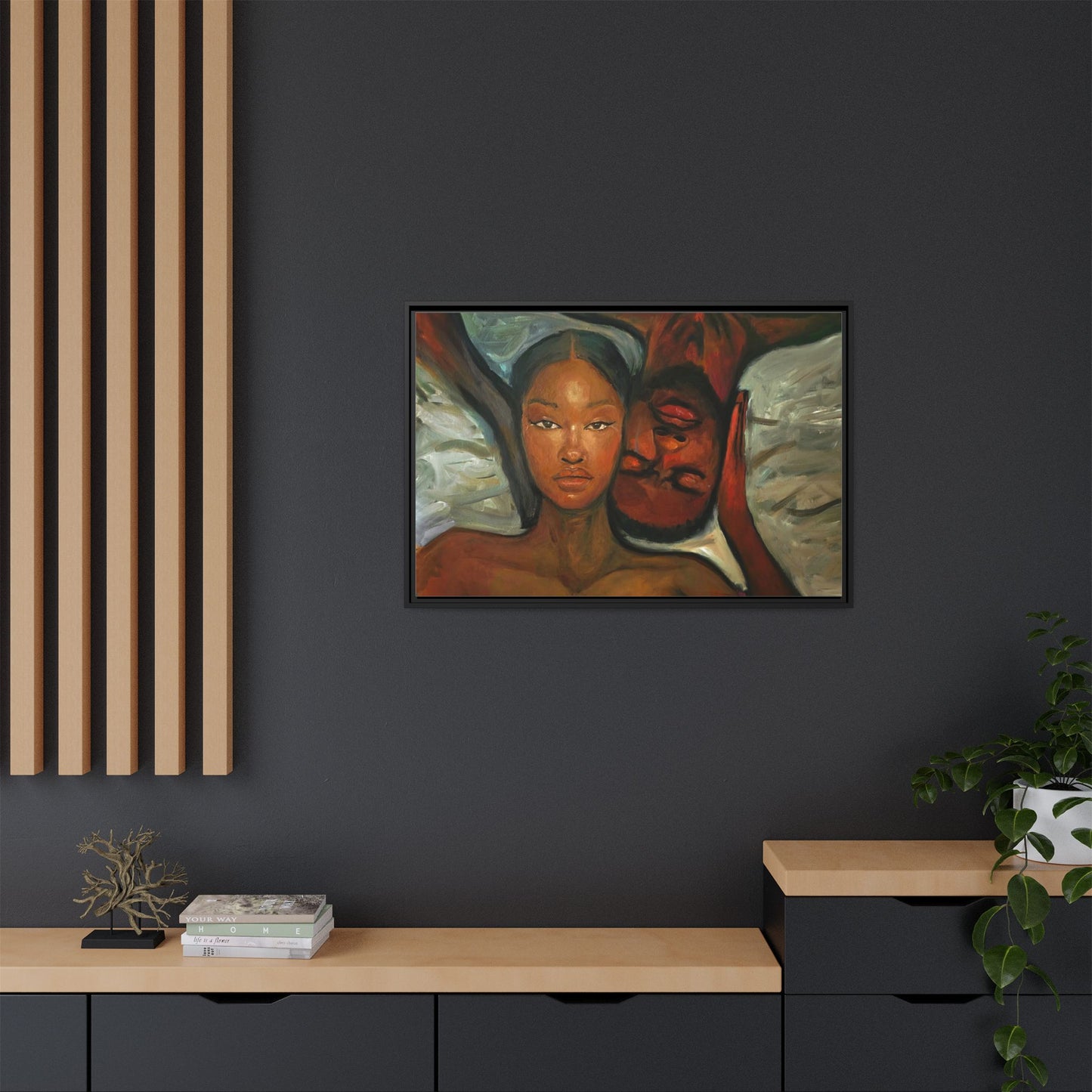 Canvas Print - Emotional Oil Painting of Couple in Bed