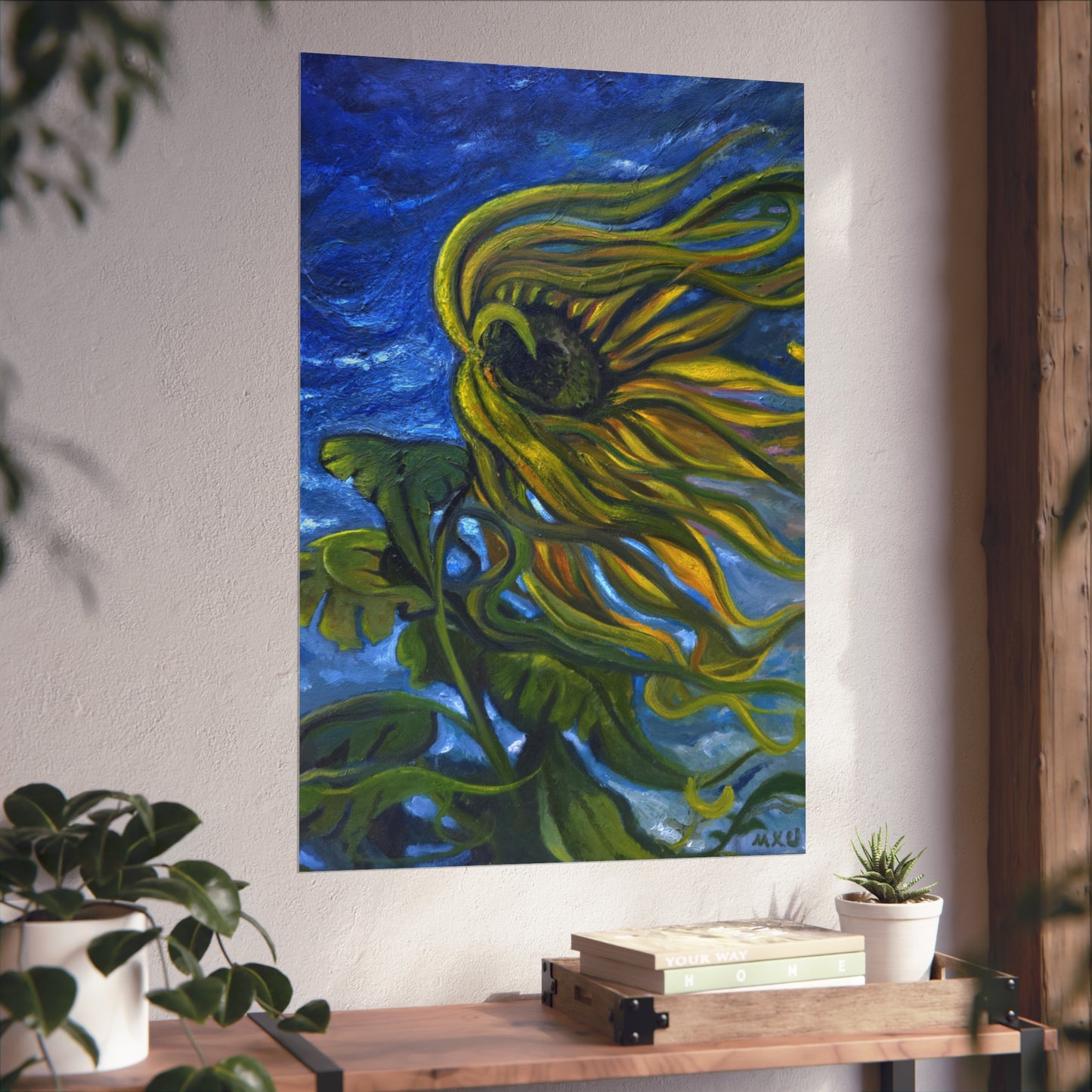 Vibrant Sunflower Fine Art Poster, Wall Decor, Flower Art Print, Home Decor, Kitchen Decor, Gift for Art Lovers