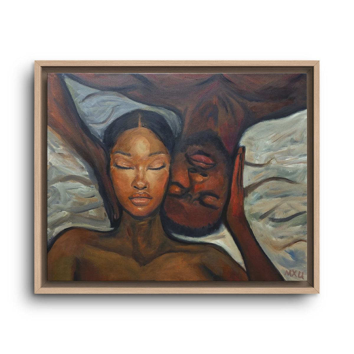 Framed Canvas Wall Art – Intimate Couple Portrait