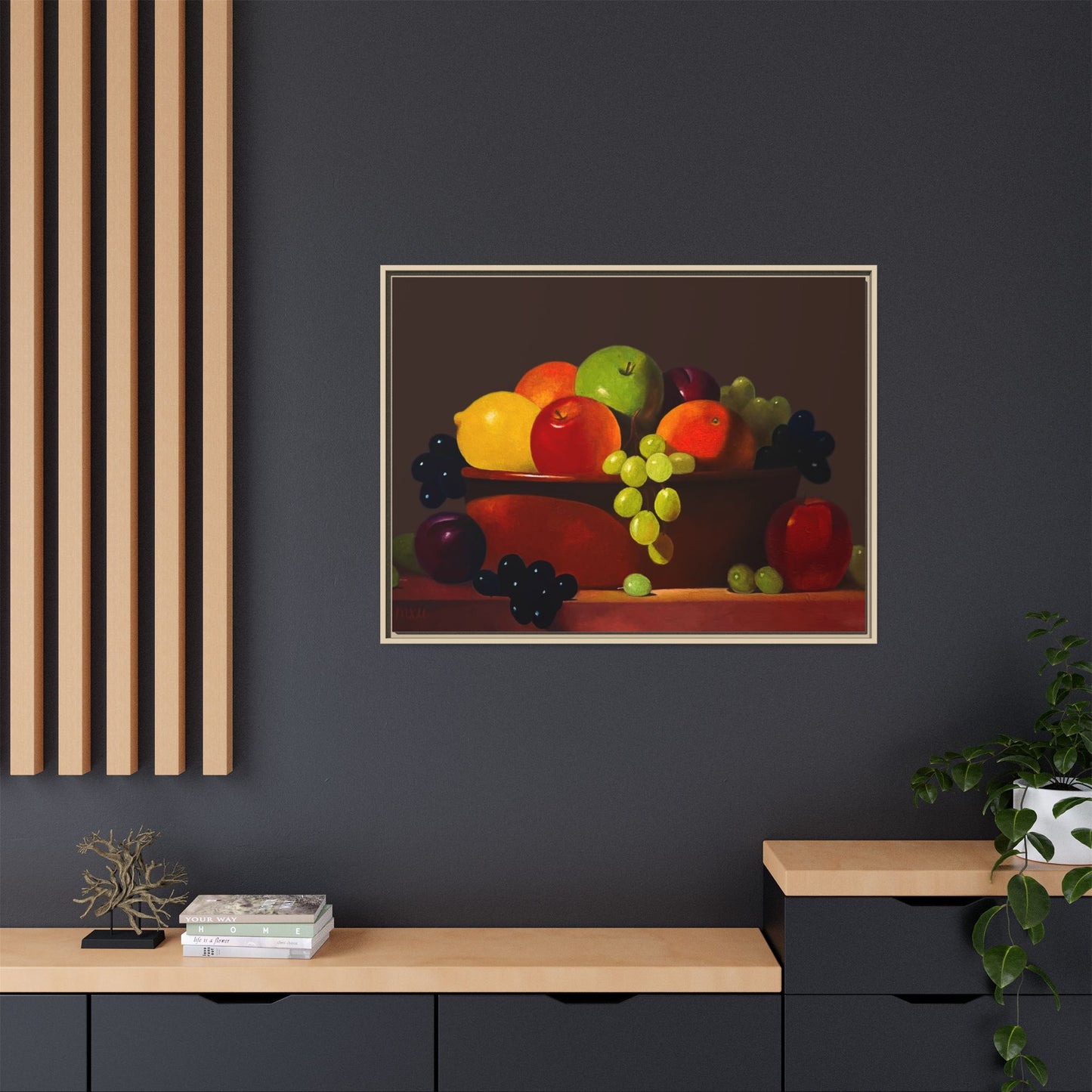 Fruit Basket PAINTING Matte Canvas, Framed (Multi-color)