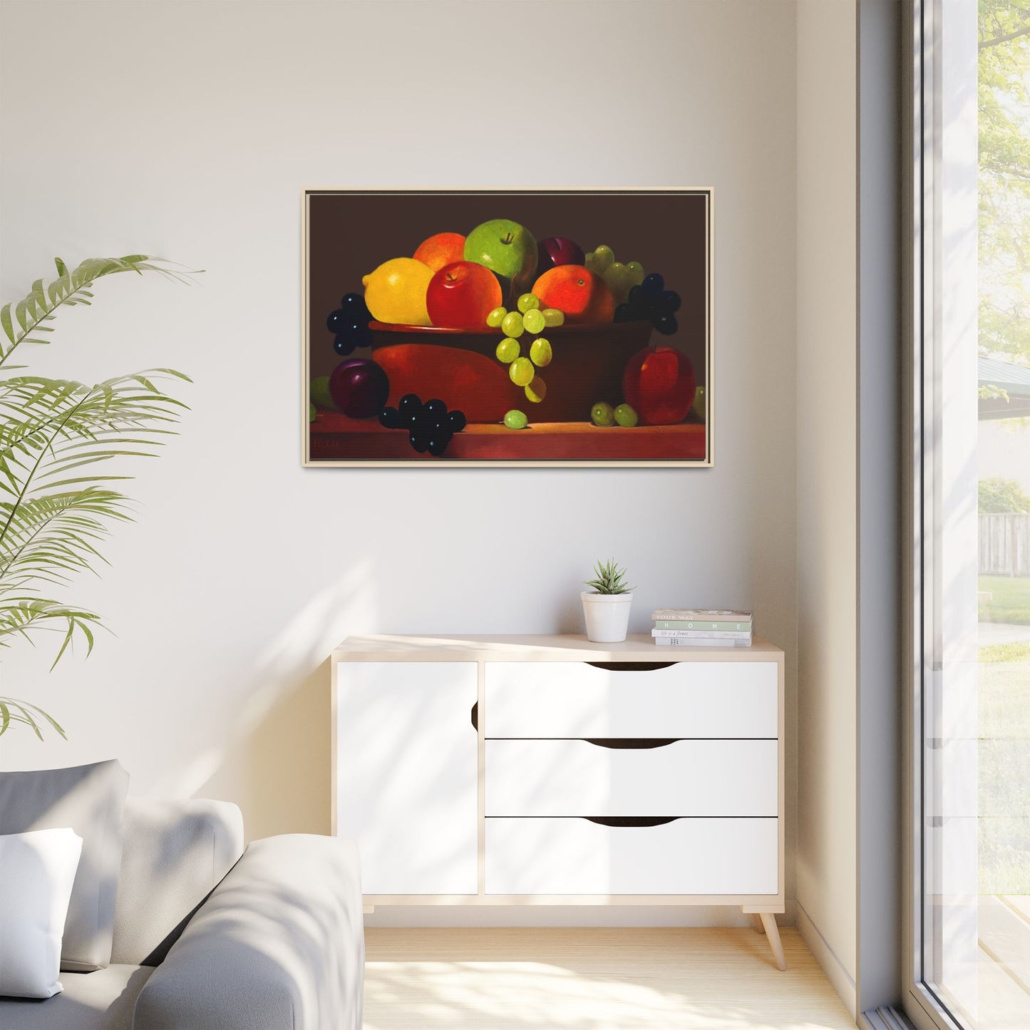 Fruit Basket PAINTING Matte Canvas, Framed (Multi-color)