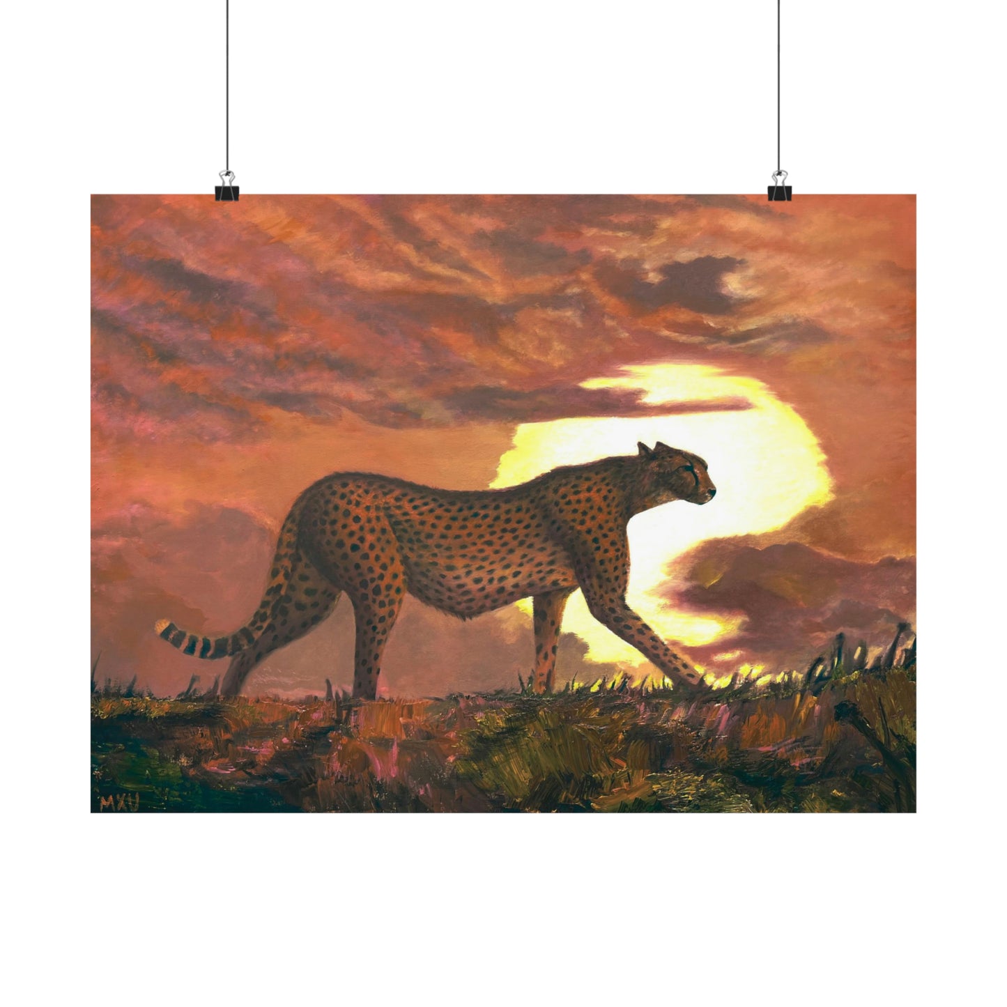 Cheetah in the Sunset Matte Horizontal Posters