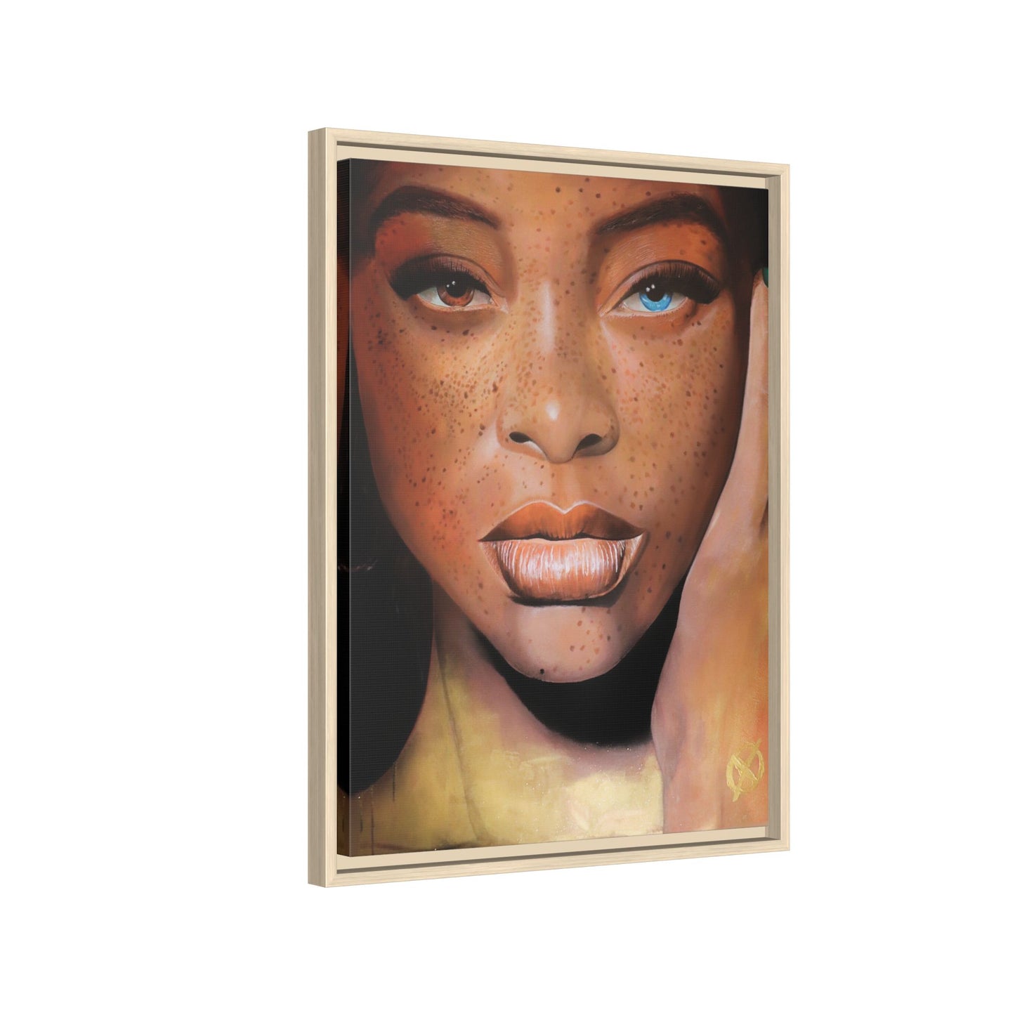 Freckled Beauty Portrait Matte Canvas Print (Framed)