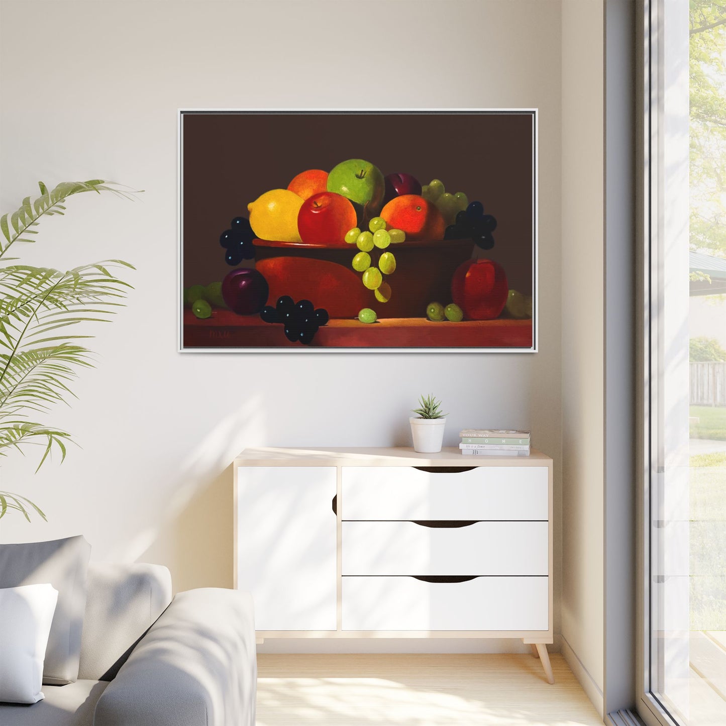 Fruit Basket PAINTING Matte Canvas, Framed (Multi-color)