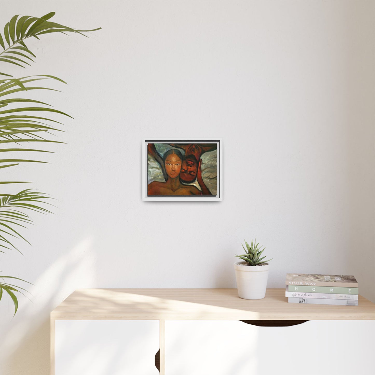 Canvas Print - Emotional Oil Painting of Couple in Bed