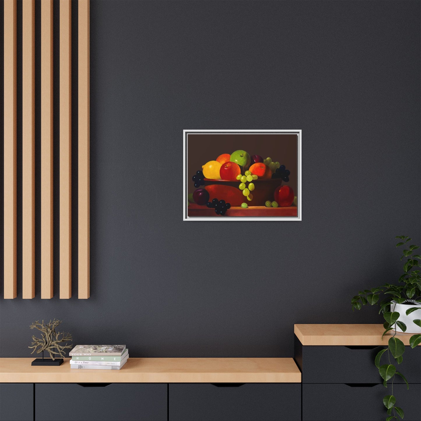 Fruit Basket PAINTING Matte Canvas, Framed (Multi-color)