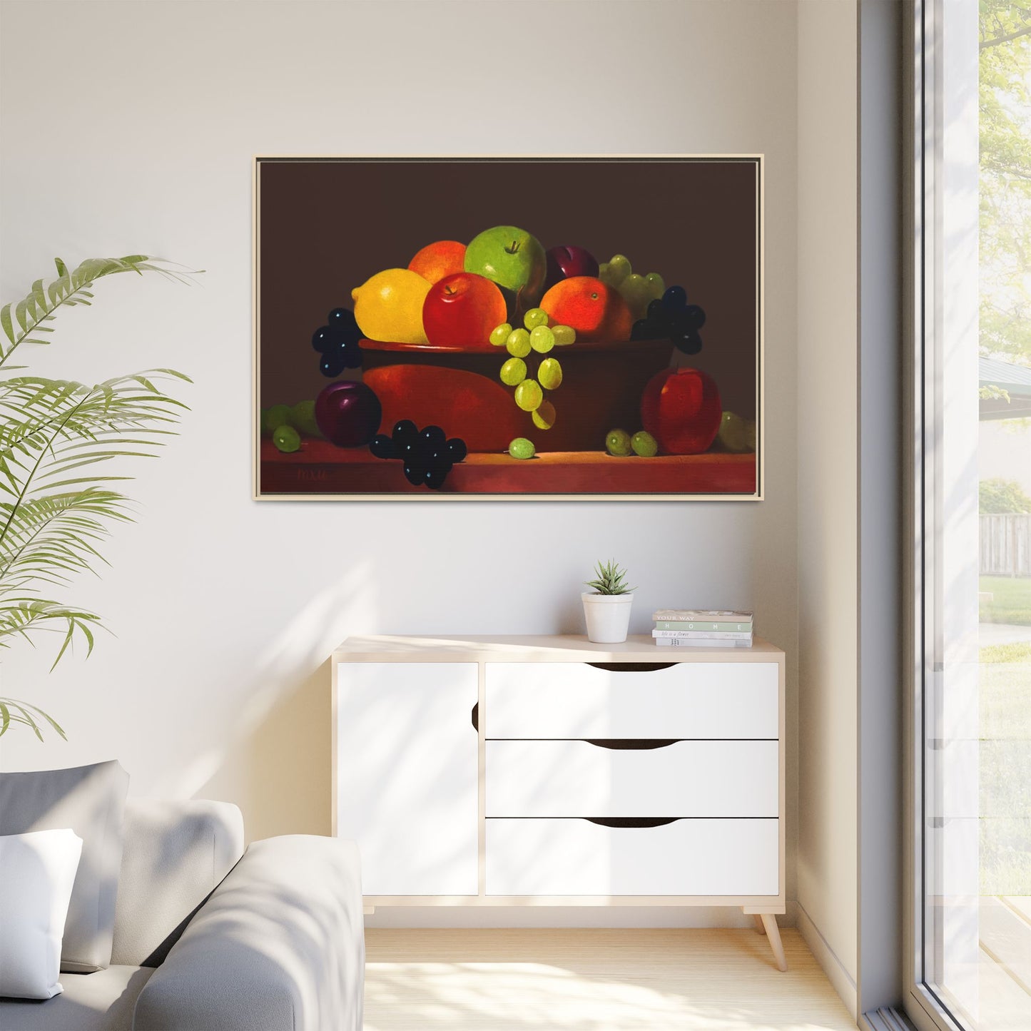 Fruit Basket PAINTING Matte Canvas, Framed (Multi-color)