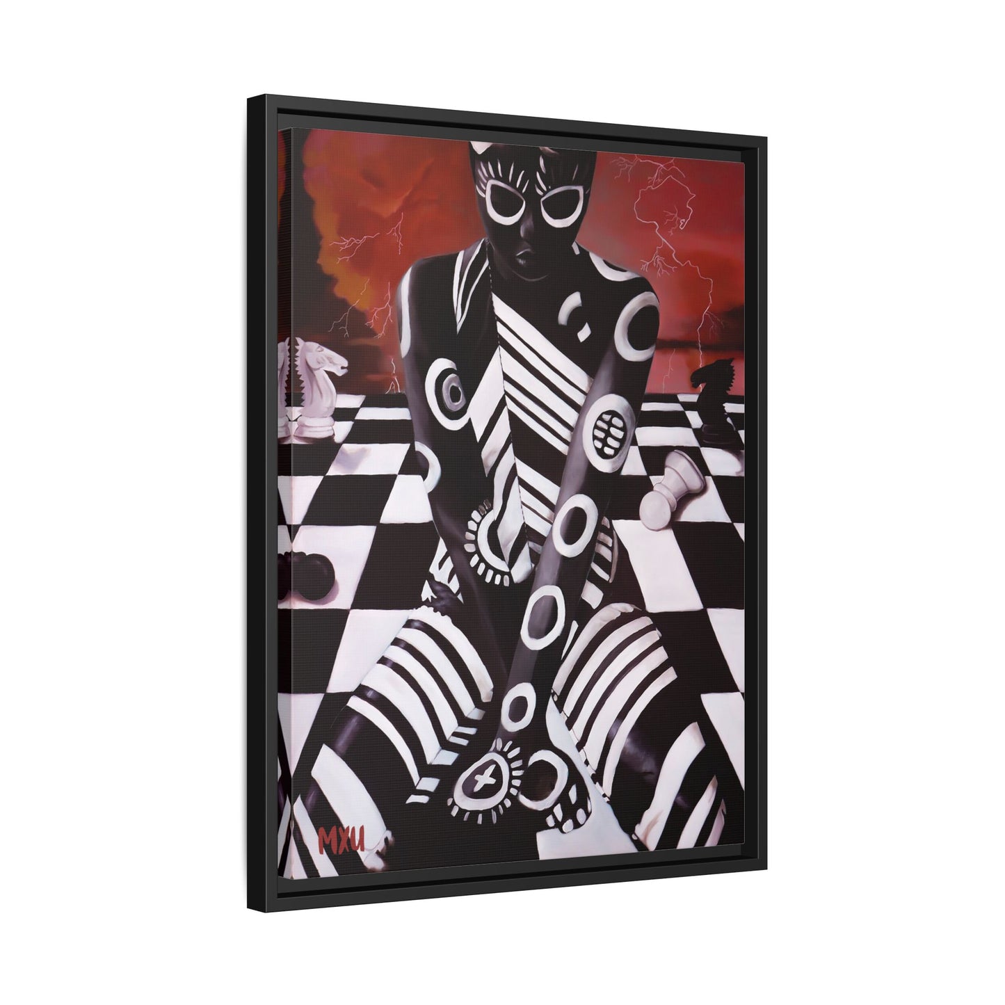 Chess painting Abstract Matte Canvas, Framed (Multi-color)
