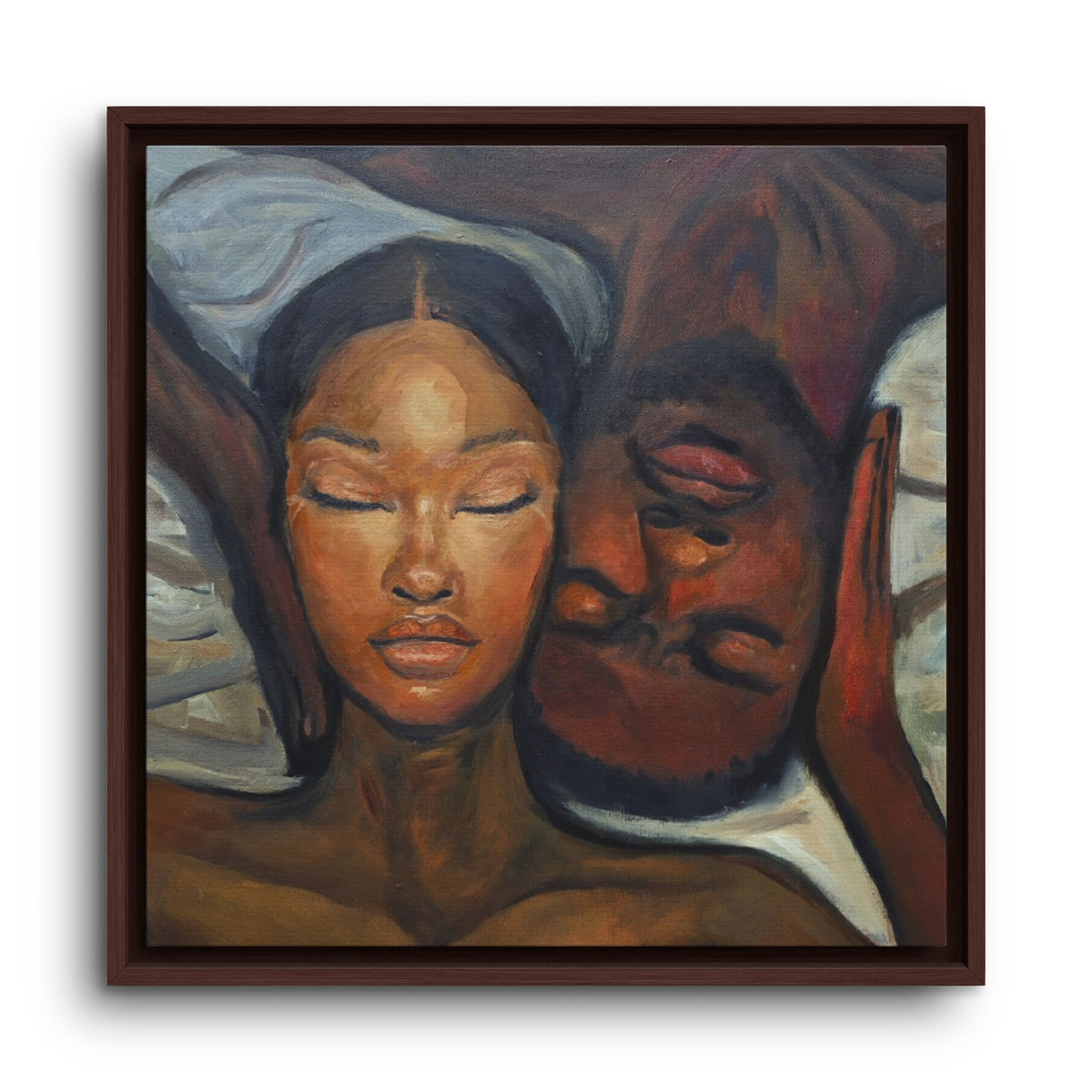 Framed Canvas Wall Art – Intimate Couple Portrait