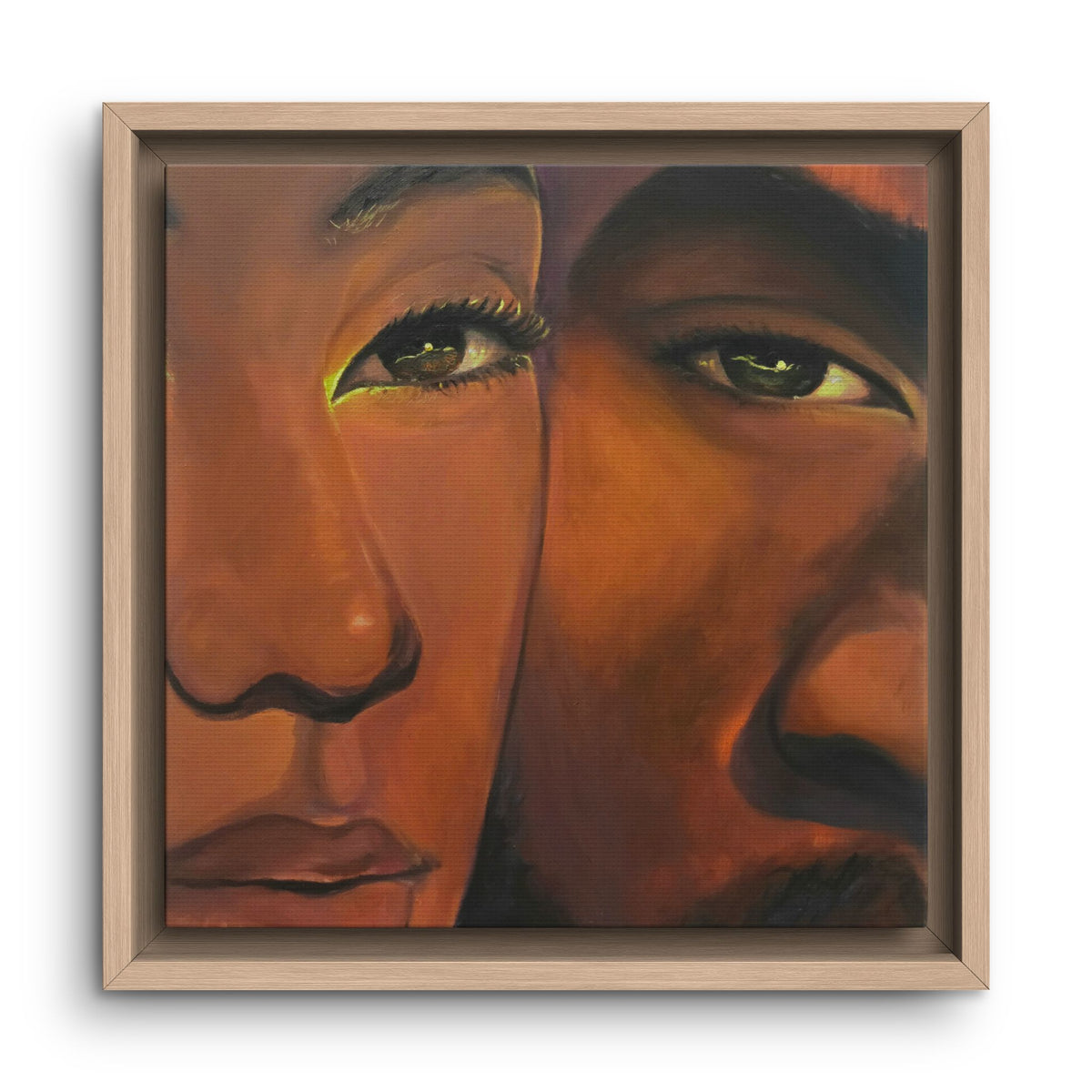 Framed Canvas Portrait Art – Intimate Couple Face Painting “In his Image”