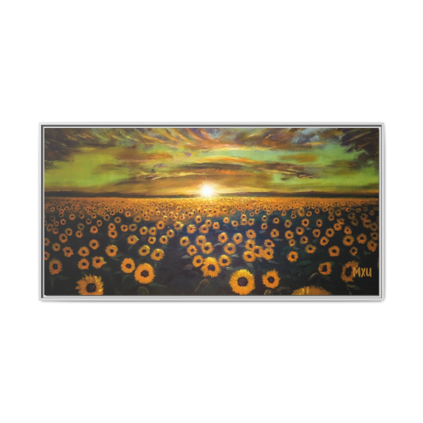 Framed Sunflower Canvas Art, Cheerful Home Decor, Nature Wall Art, Gift for Gardeners, Rustic Living Room Decoration