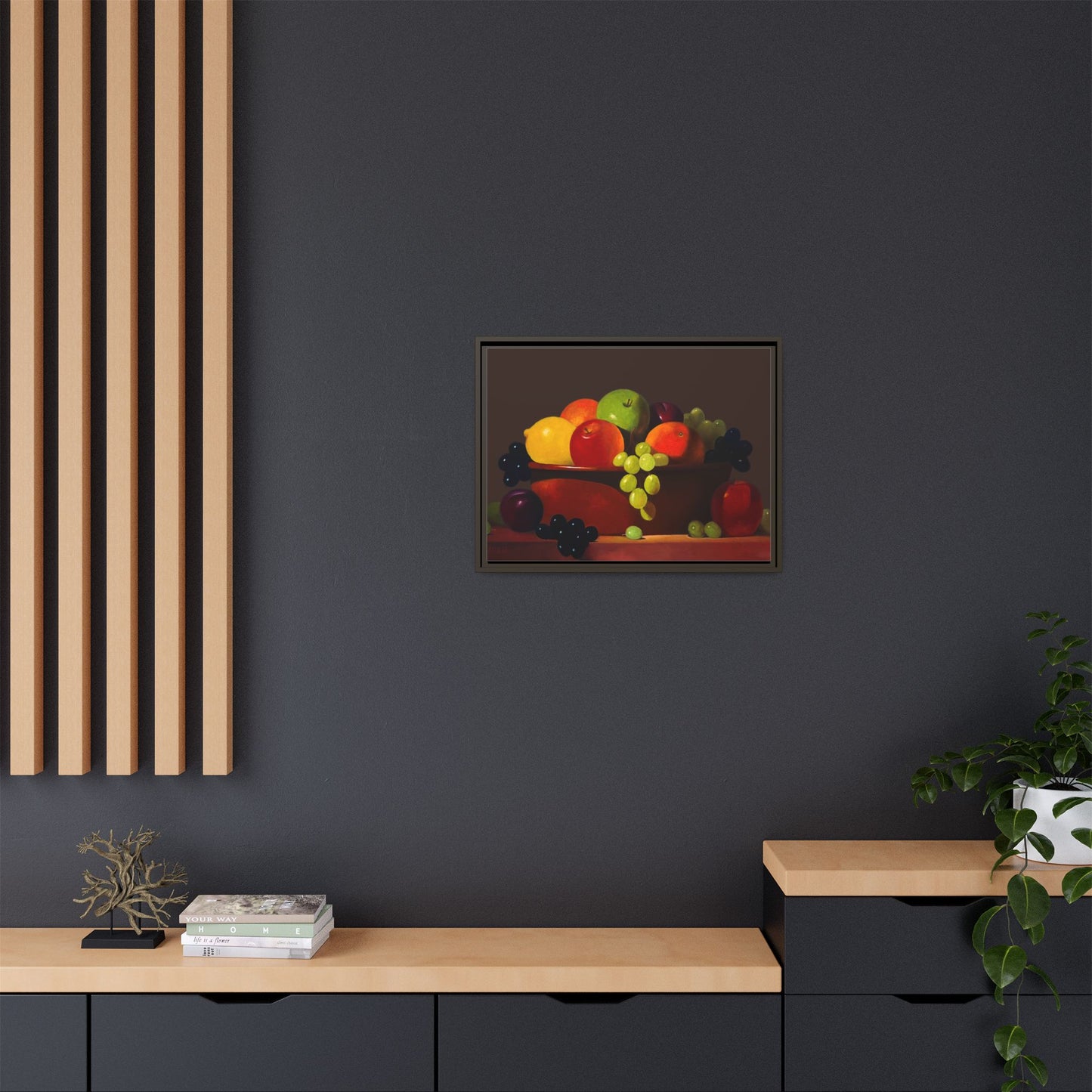 Fruit Basket PAINTING Matte Canvas, Framed (Multi-color)