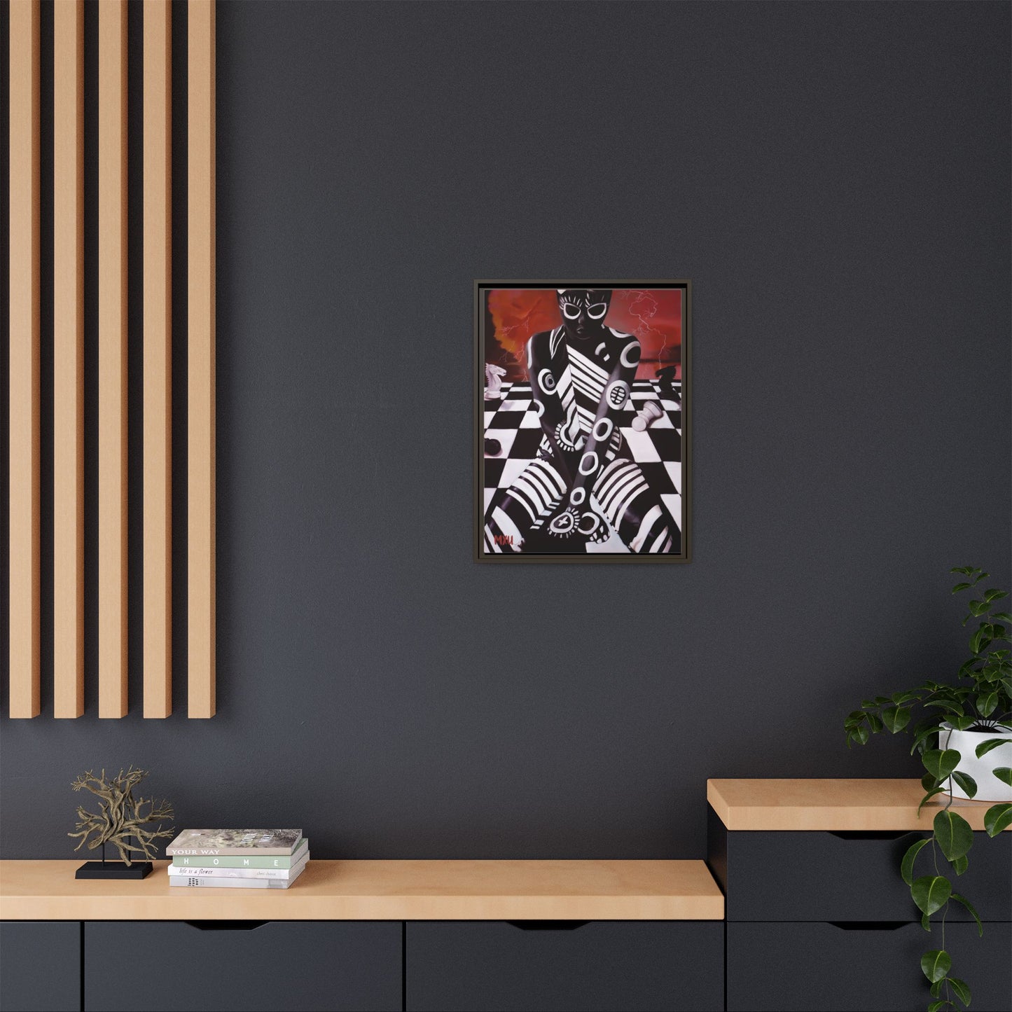 Chess painting Abstract Matte Canvas, Framed (Multi-color)