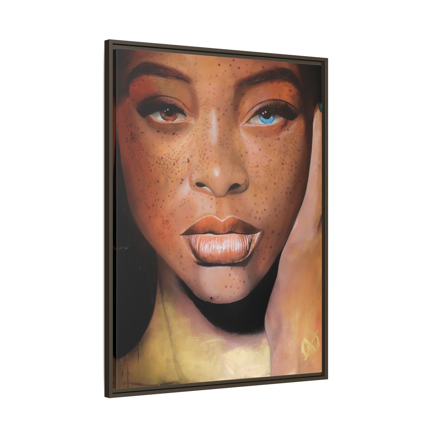 Freckled Beauty Portrait Matte Canvas Print (Framed)