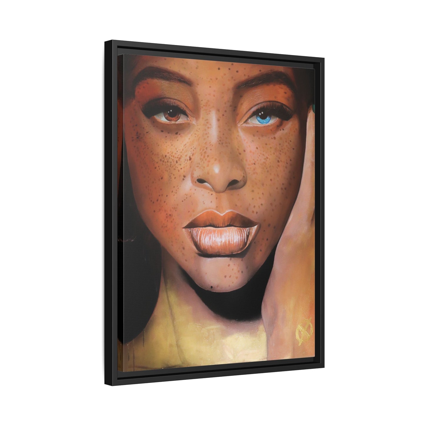 Freckled Beauty Portrait Matte Canvas Print (Framed)