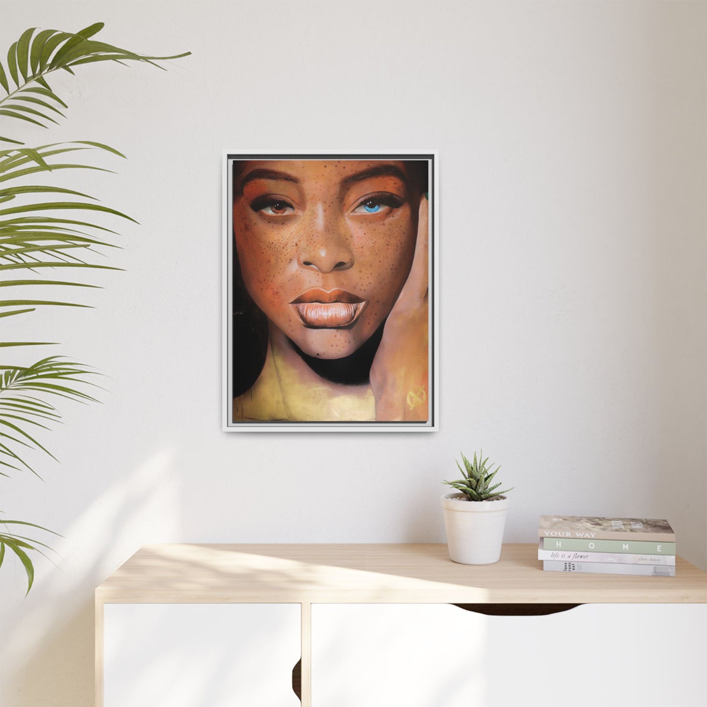 Freckled Beauty Portrait Matte Canvas Print (Framed)