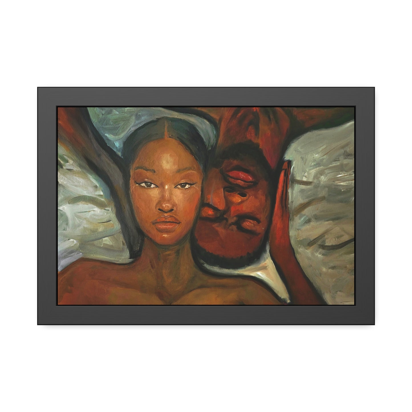 Framed Wall Art, Black Couple Portrait, Home Decor, Unique Gift, Modern Art, Relationship Celebration