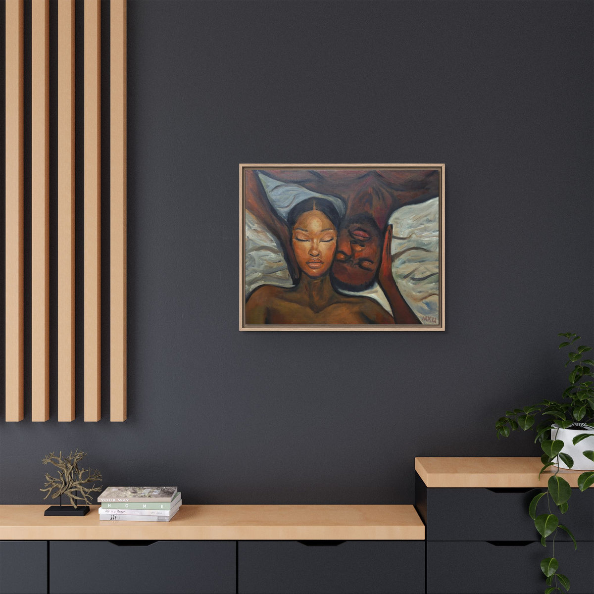 Framed Canvas Wall Art – Intimate Couple Portrait
