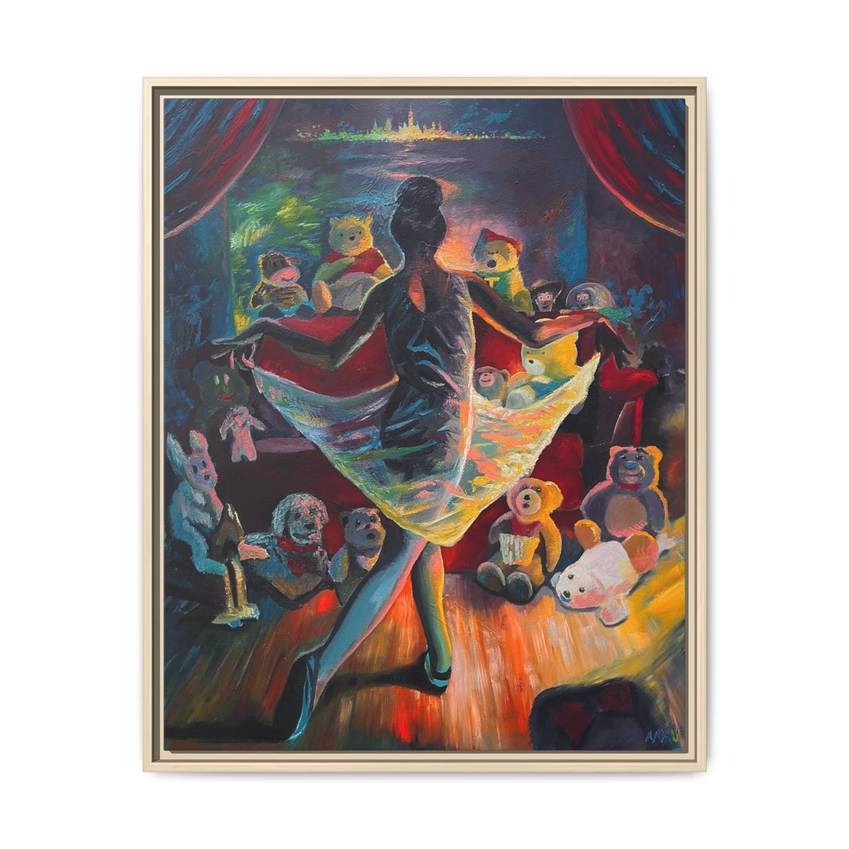 Ballerina Painting, Matte Canvas, Framed (Multi-color)