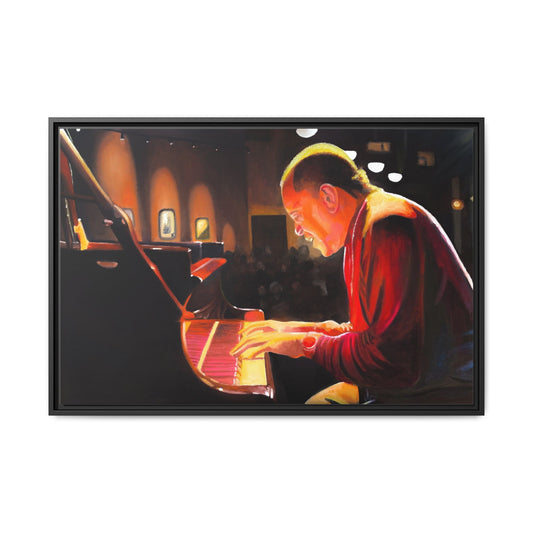 Jazz Pianist Art Print, Framed Canvas Wall Decor, Colorful Music Artwork, Perfect for Home, Gift for Musicians, Office Decor