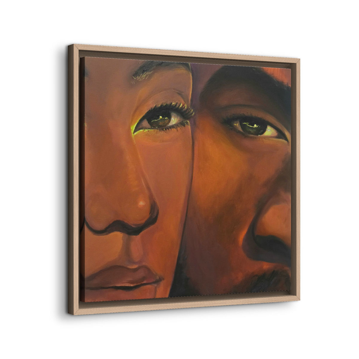 Framed Canvas Portrait Art – Intimate Couple Face Painting “In his Image”