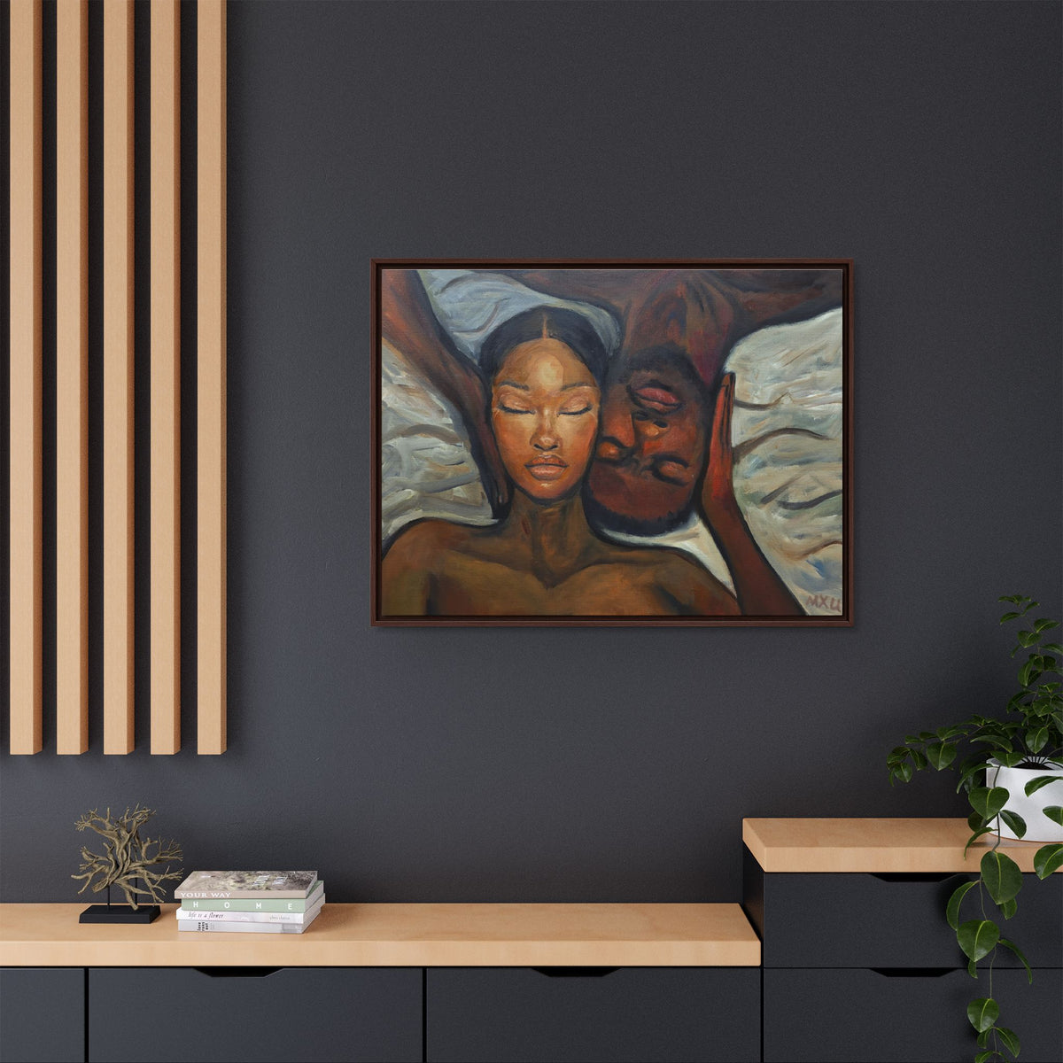 Framed Canvas Wall Art – Intimate Couple Portrait