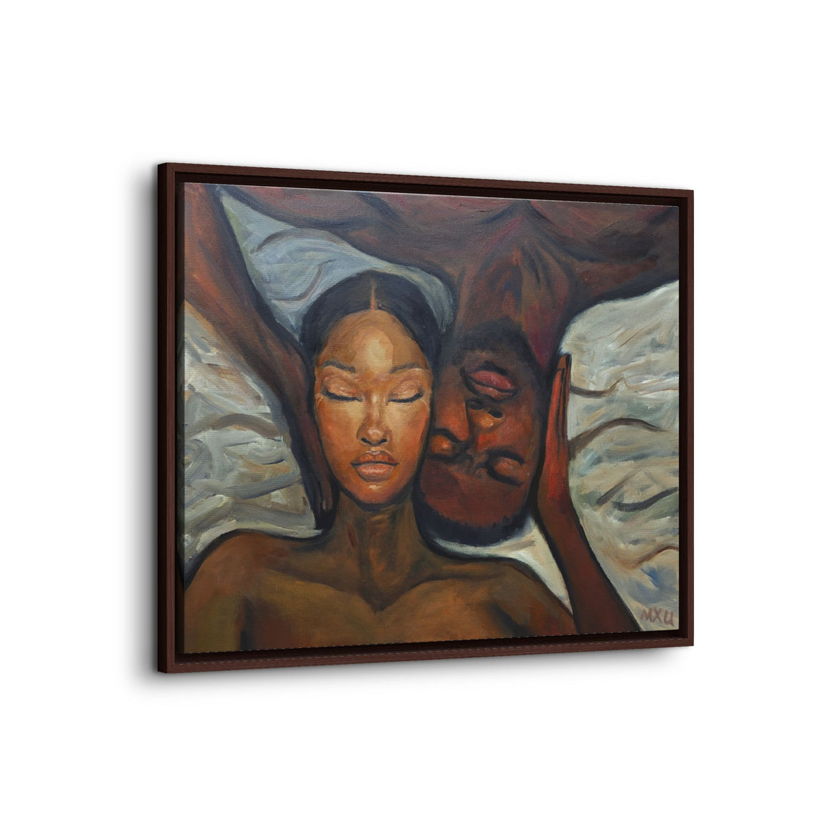 Framed Canvas Wall Art – Intimate Couple Portrait