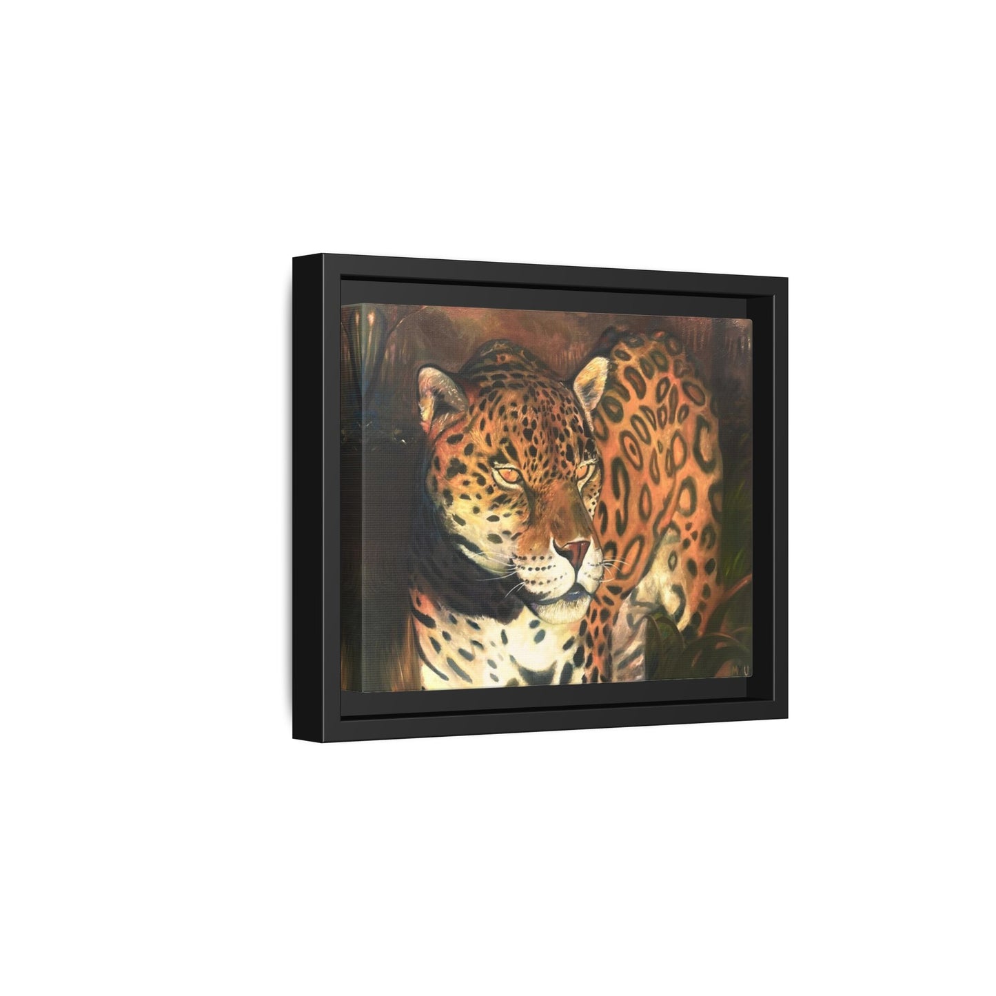 Framed Leopard Canvas Art — Matte Multicolor Jungle Print