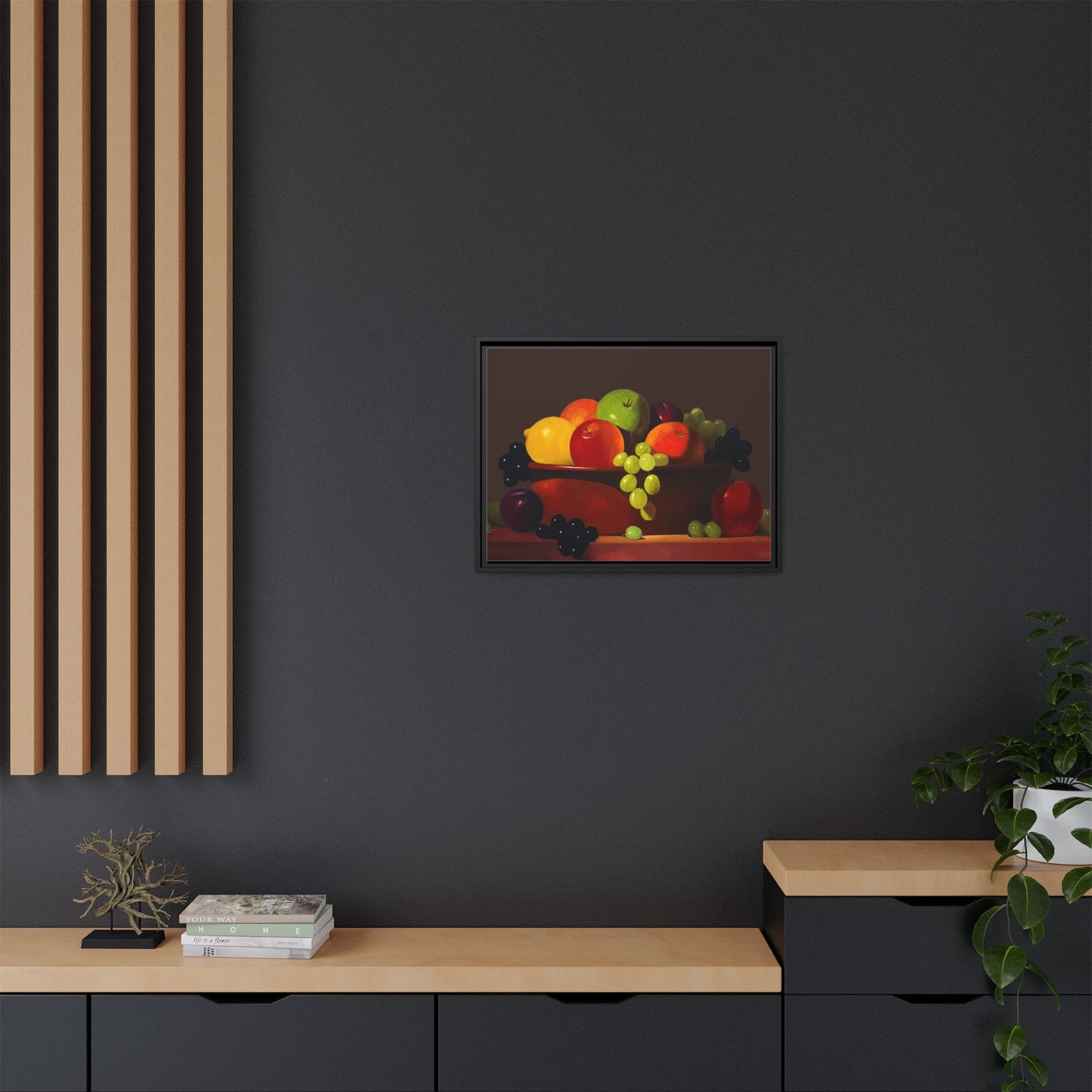 Fruit Basket PAINTING Matte Canvas, Framed (Multi-color)