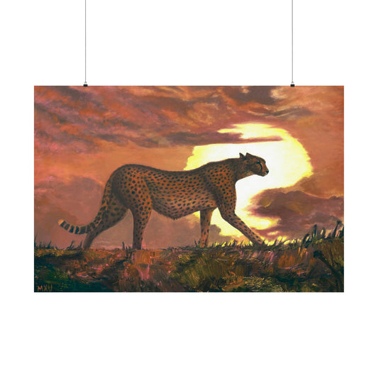 Cheetah in the Sunset Matte Horizontal Posters