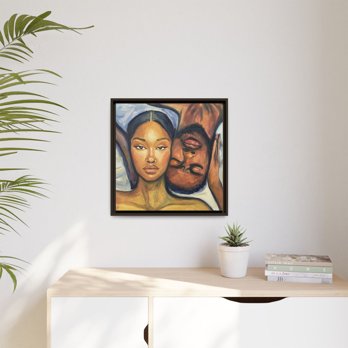 Canvas Print - Emotional Oil Painting of Couple in Bed