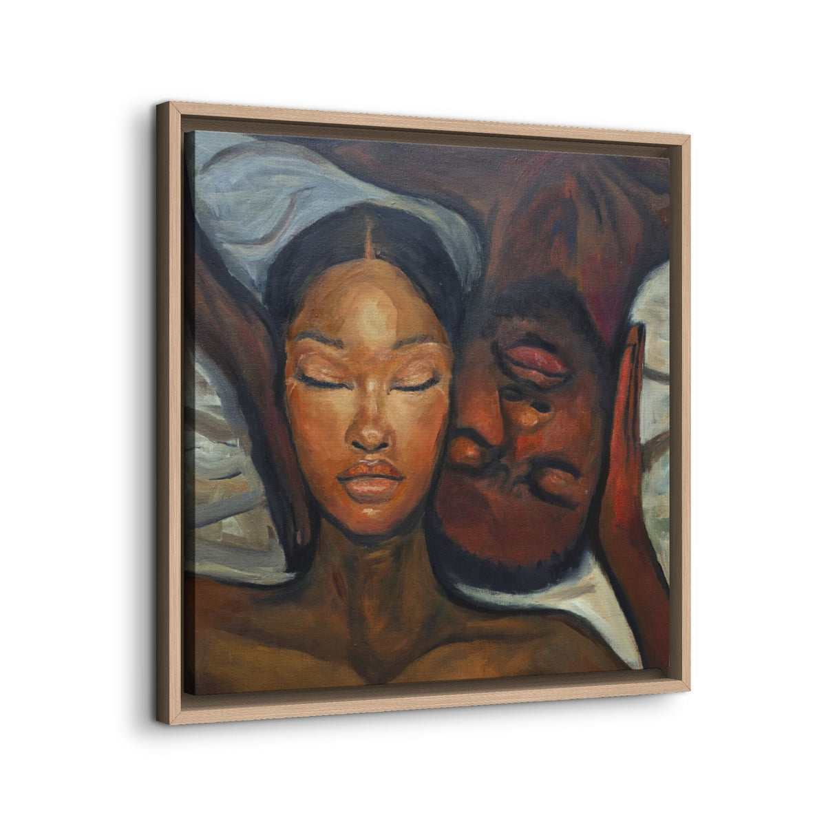 Framed Canvas Wall Art – Intimate Couple Portrait